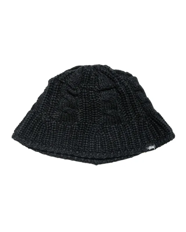 Stüssy Cable Knit Bucket Hat Black sold by Lost & Found