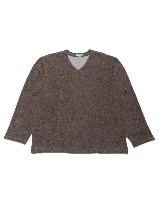 Lady White Co. V Neck Snap Sweater Brown Melange sold by Lost & Found