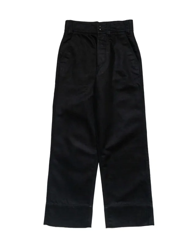 MHL Wide Waistband Trouser Matt Cotton Drill Off Black sold by Lost & Found