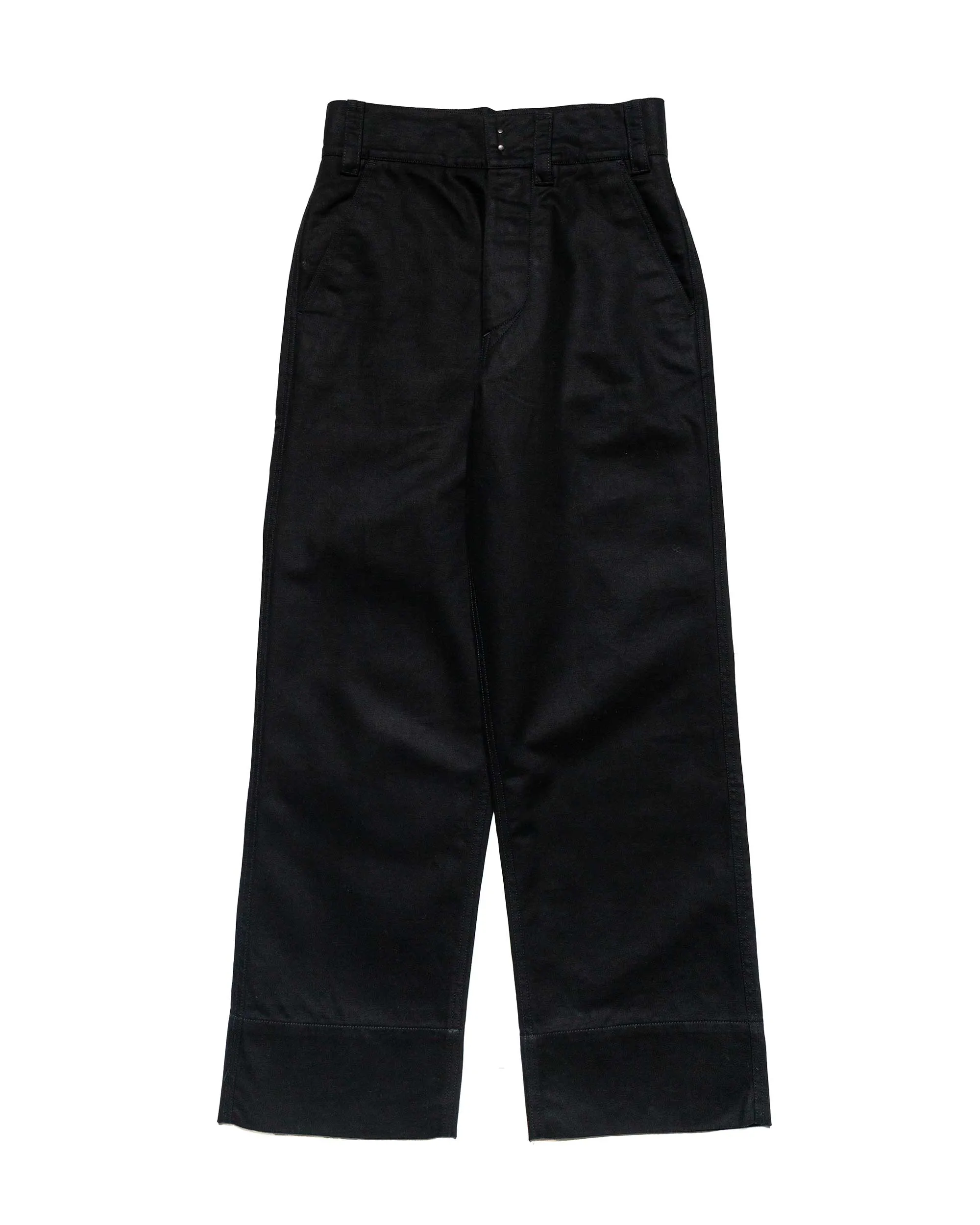 MHL Wide Waistband Trouser Matt Cotton Drill Off Black sold by Lost & Found