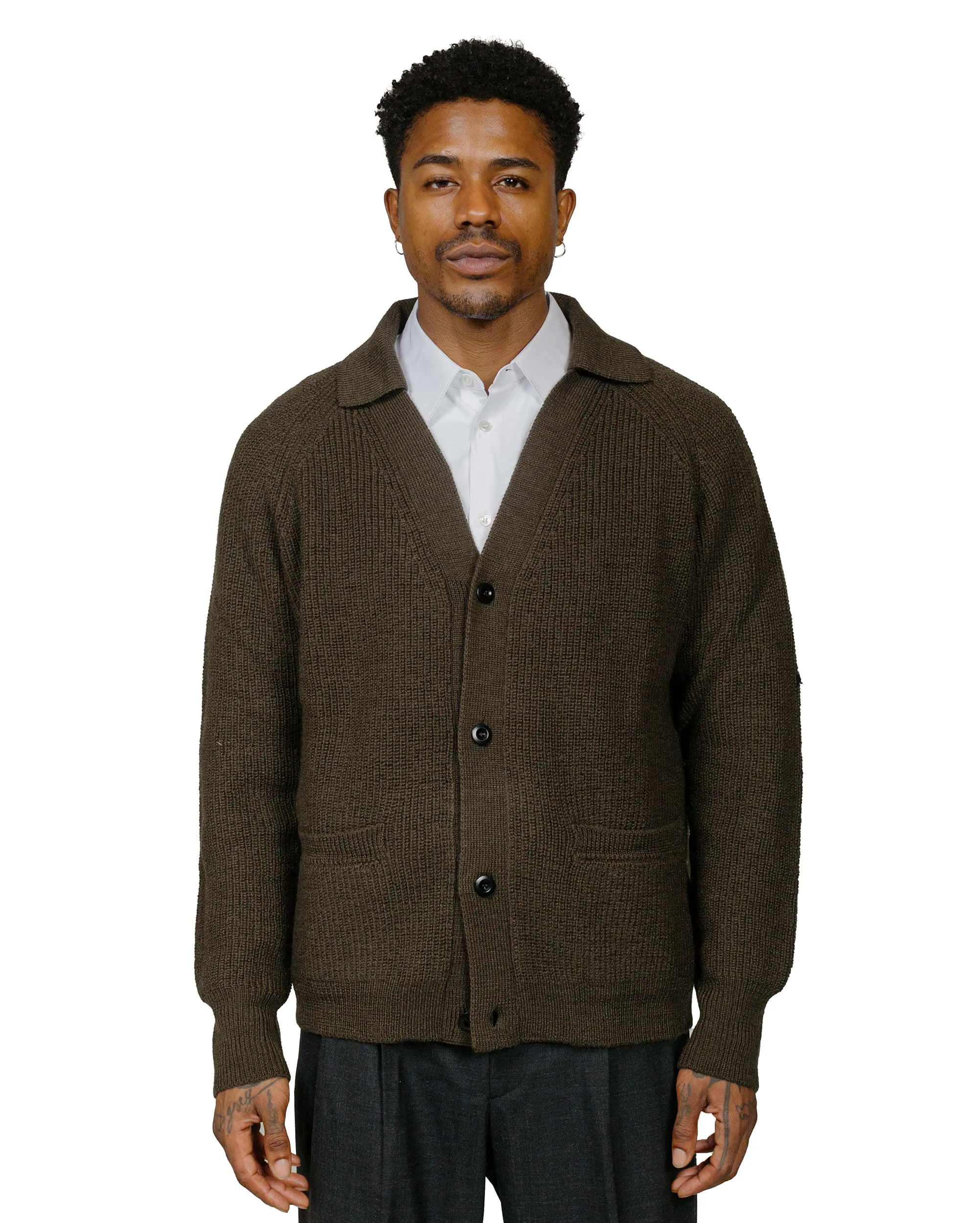 MHL Collared Cardigan Virgin Wool Dark Olive sold by Lost & Found product image thumbnail 2