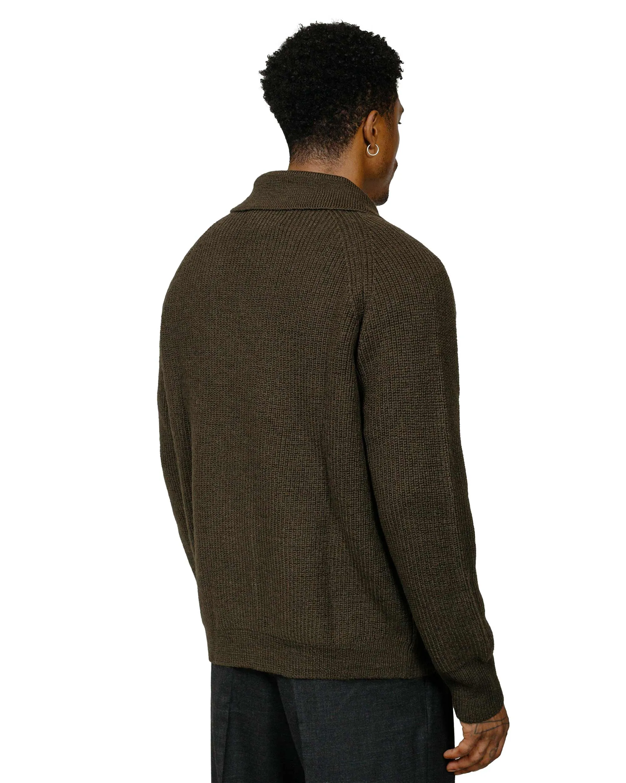 MHL Collared Cardigan Virgin Wool Dark Olive sold by Lost & Found product image thumbnail 3