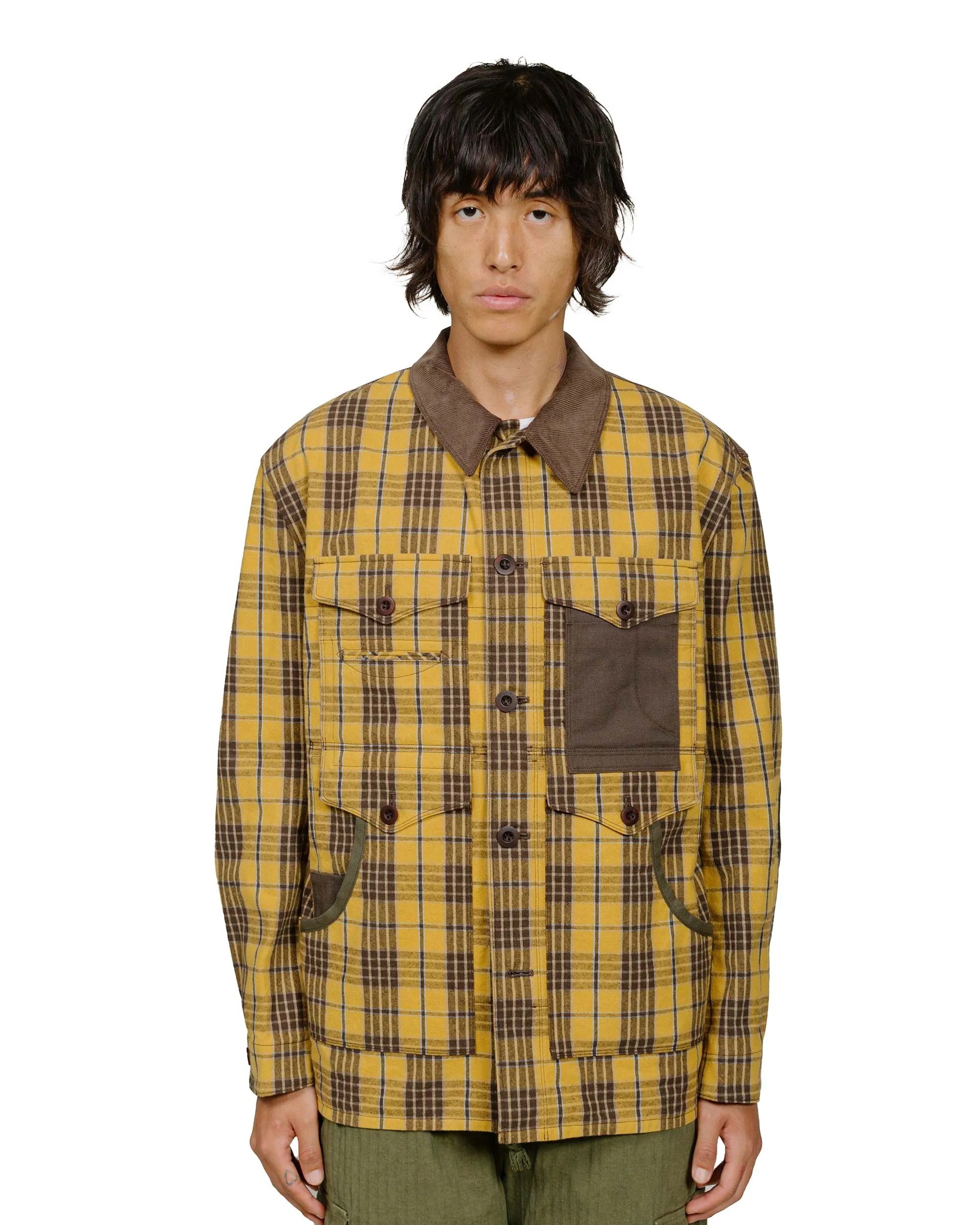 Junya Watanabe MAN Cotton Flannel Check Blouson Yellow/Dark Brown sold by Lost & Found product image thumbnail 2