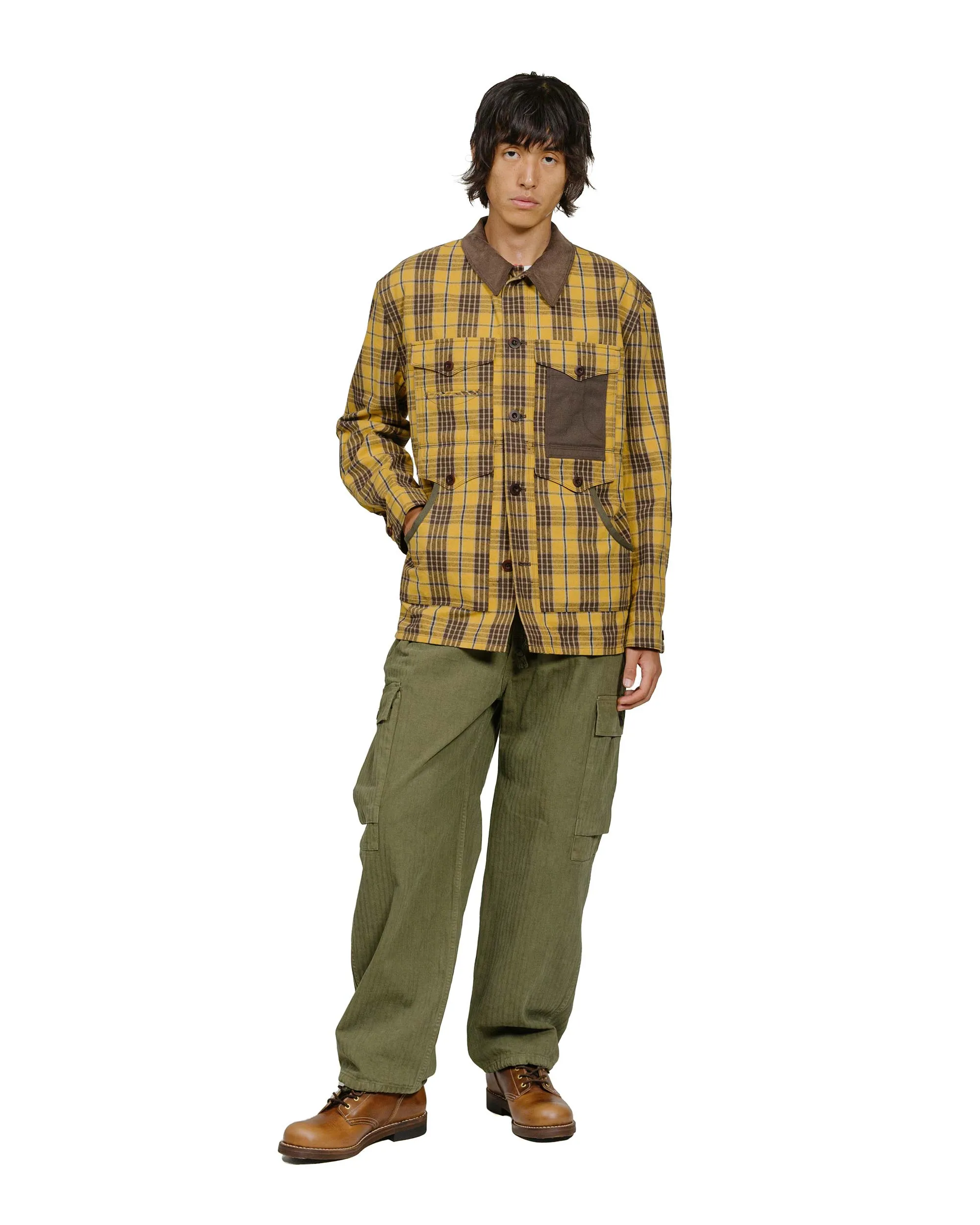 Junya Watanabe MAN Cotton Flannel Check Blouson Yellow/Dark Brown sold by Lost & Found product image thumbnail 4