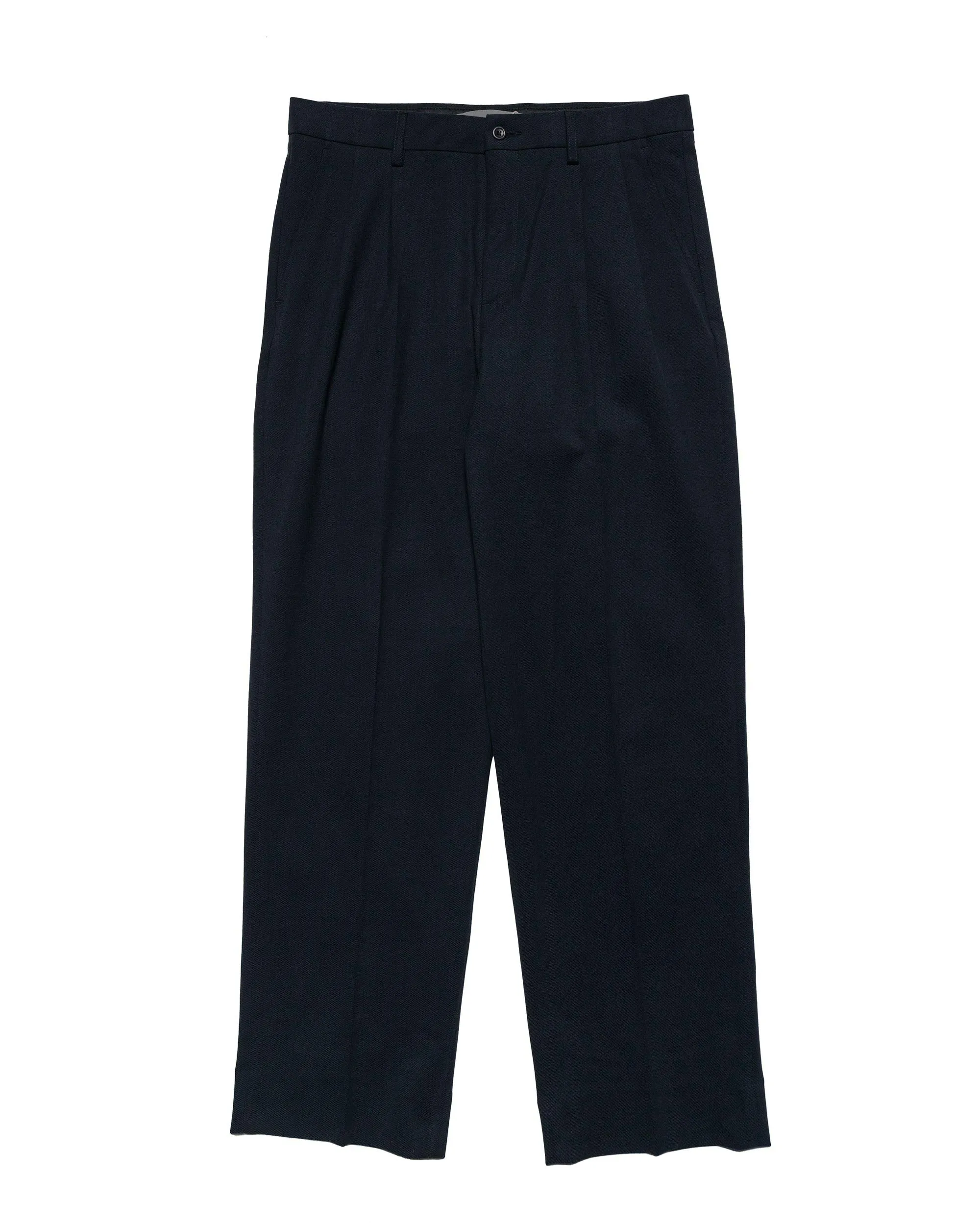 Norse Projects Benn Relaxed Cotton Wool Twill Pleated Trouser Dark Navy sold by Lost & Found