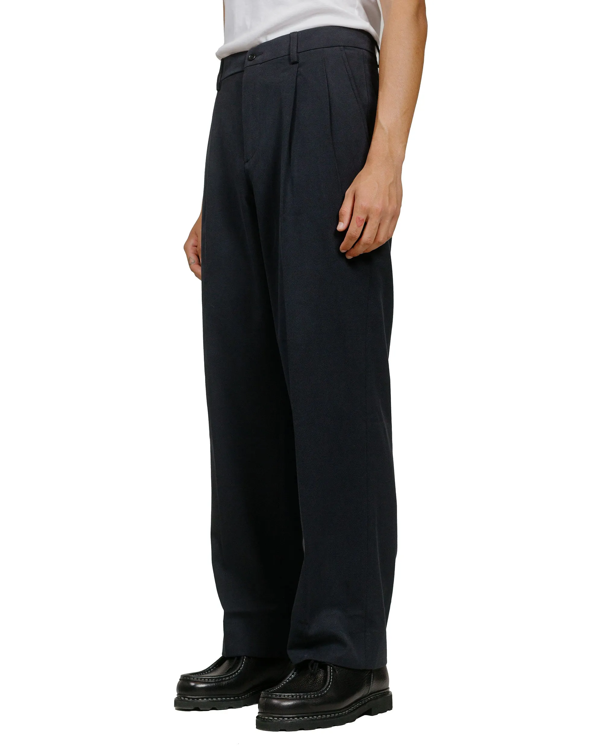 Norse Projects Benn Relaxed Cotton Wool Twill Pleated Trouser Dark Navy sold by Lost & Found product image thumbnail 2