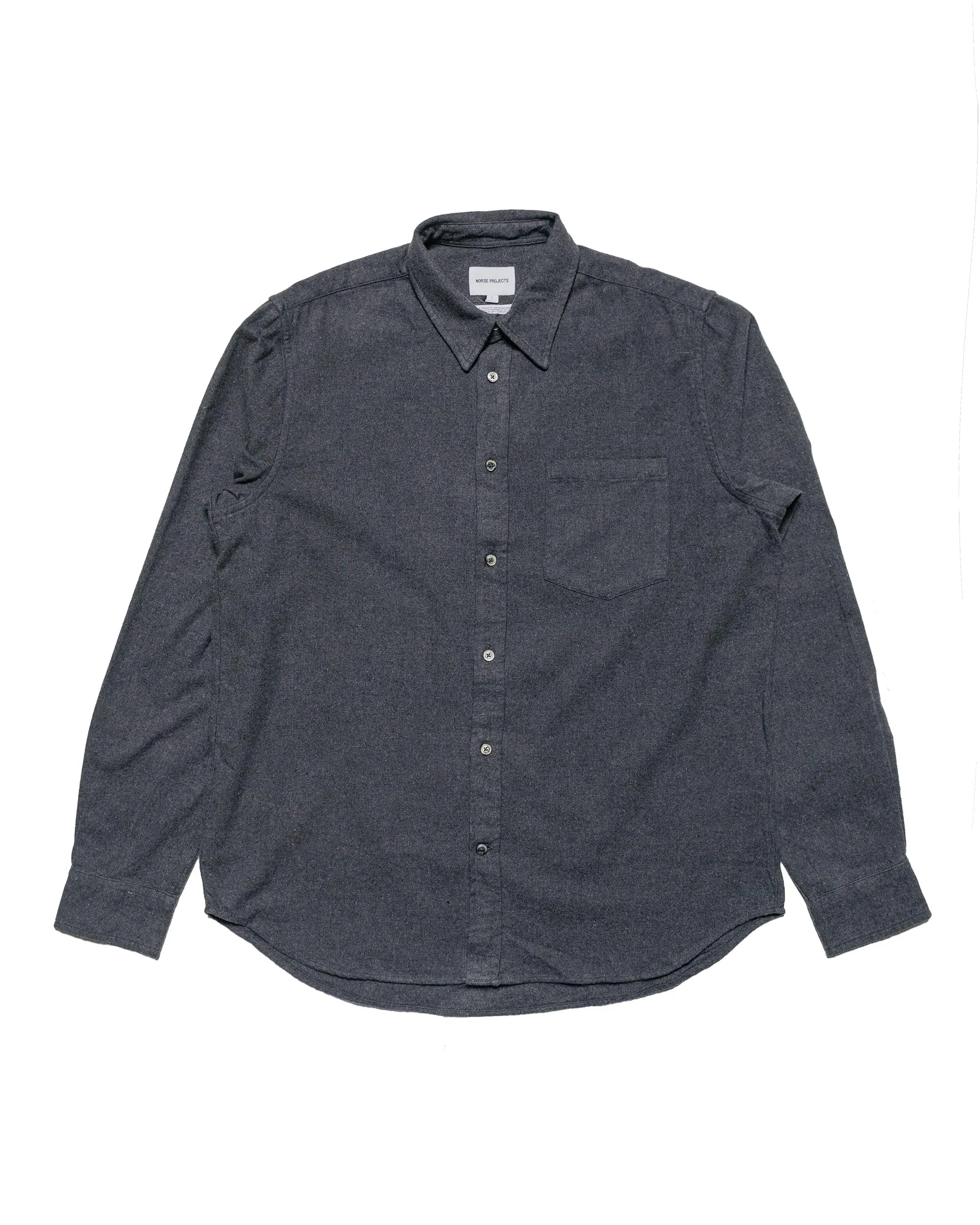 Norse Projects Osvald Flannel Shirt Charcoal Melange sold by Lost & Found