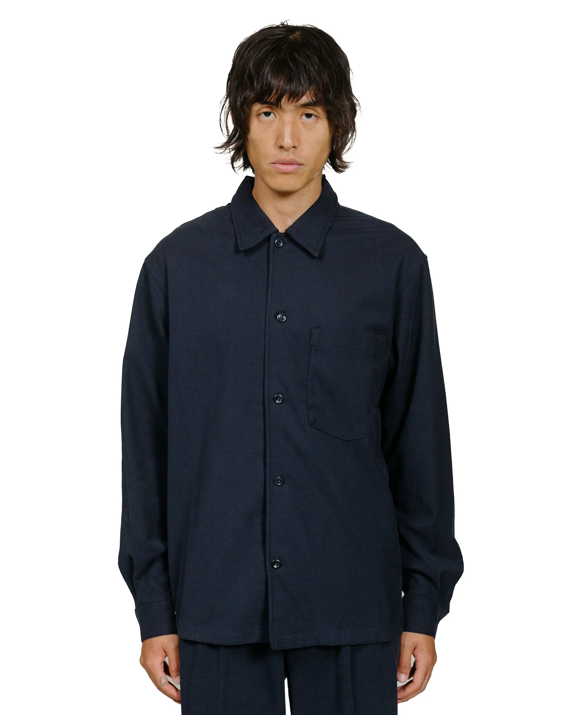 Norse Projects Carsten Cotton Wool LS Shirt Dark Navy sold by Lost & Found product image thumbnail 2