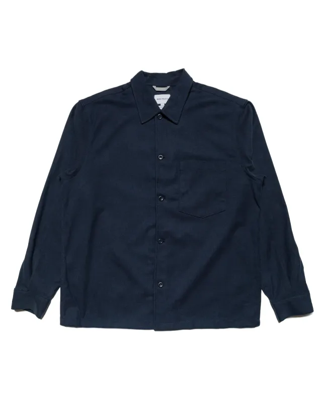 Norse Projects Carsten Cotton Wool LS Shirt Dark Navy sold by Lost & Found