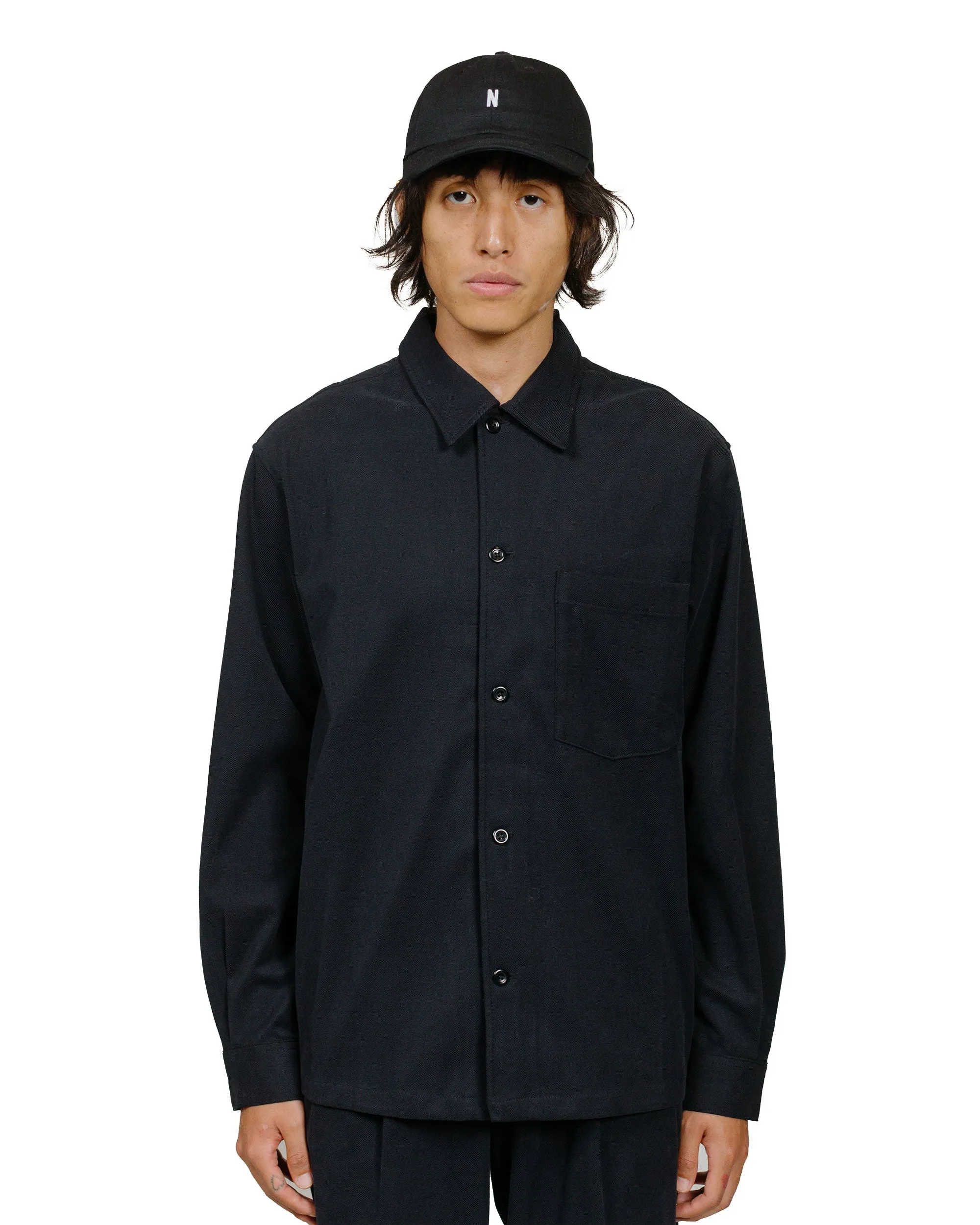 Norse Projects Carsten Cotton Wool LS Shirt Black sold by Lost & Found product image thumbnail 2