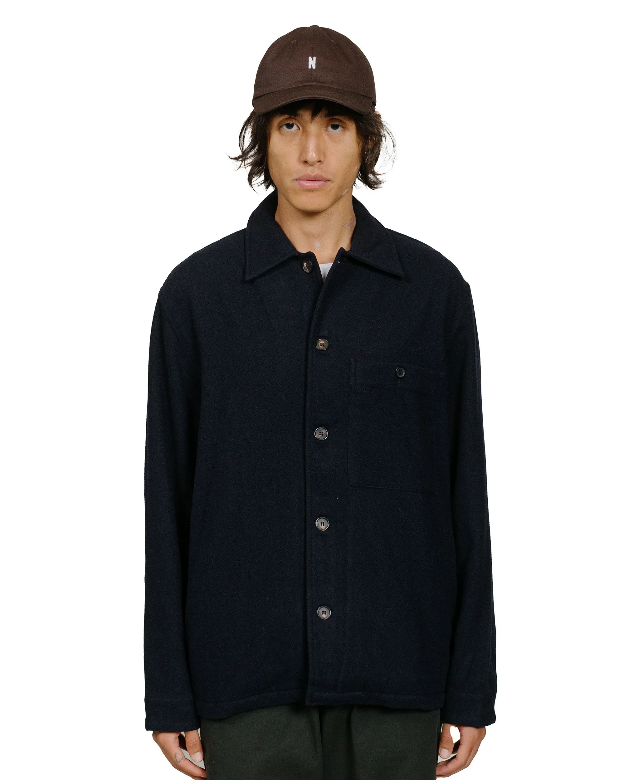 Norse Projects Folke Wool Overshirt Dark Navy sold by Lost & Found product image thumbnail 2