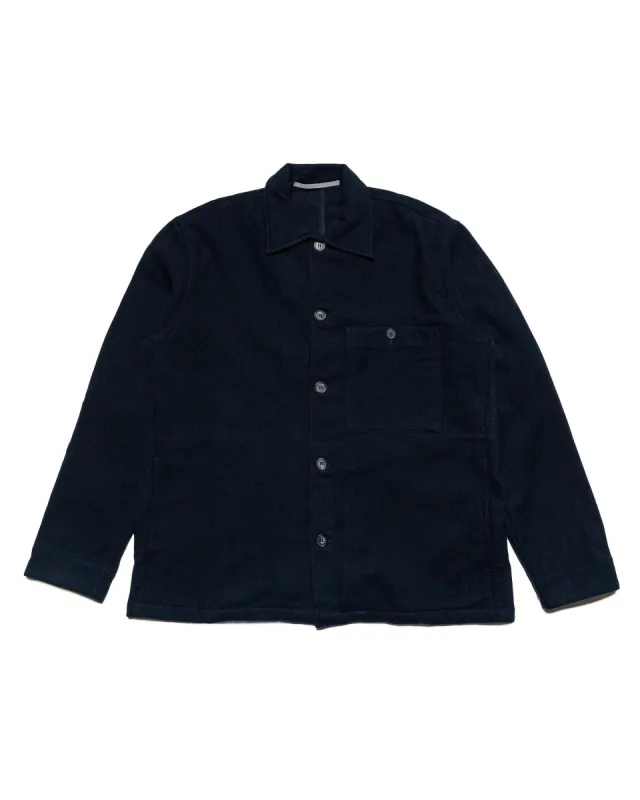 Norse Projects Folke Wool Overshirt Dark Navy sold by Lost & Found