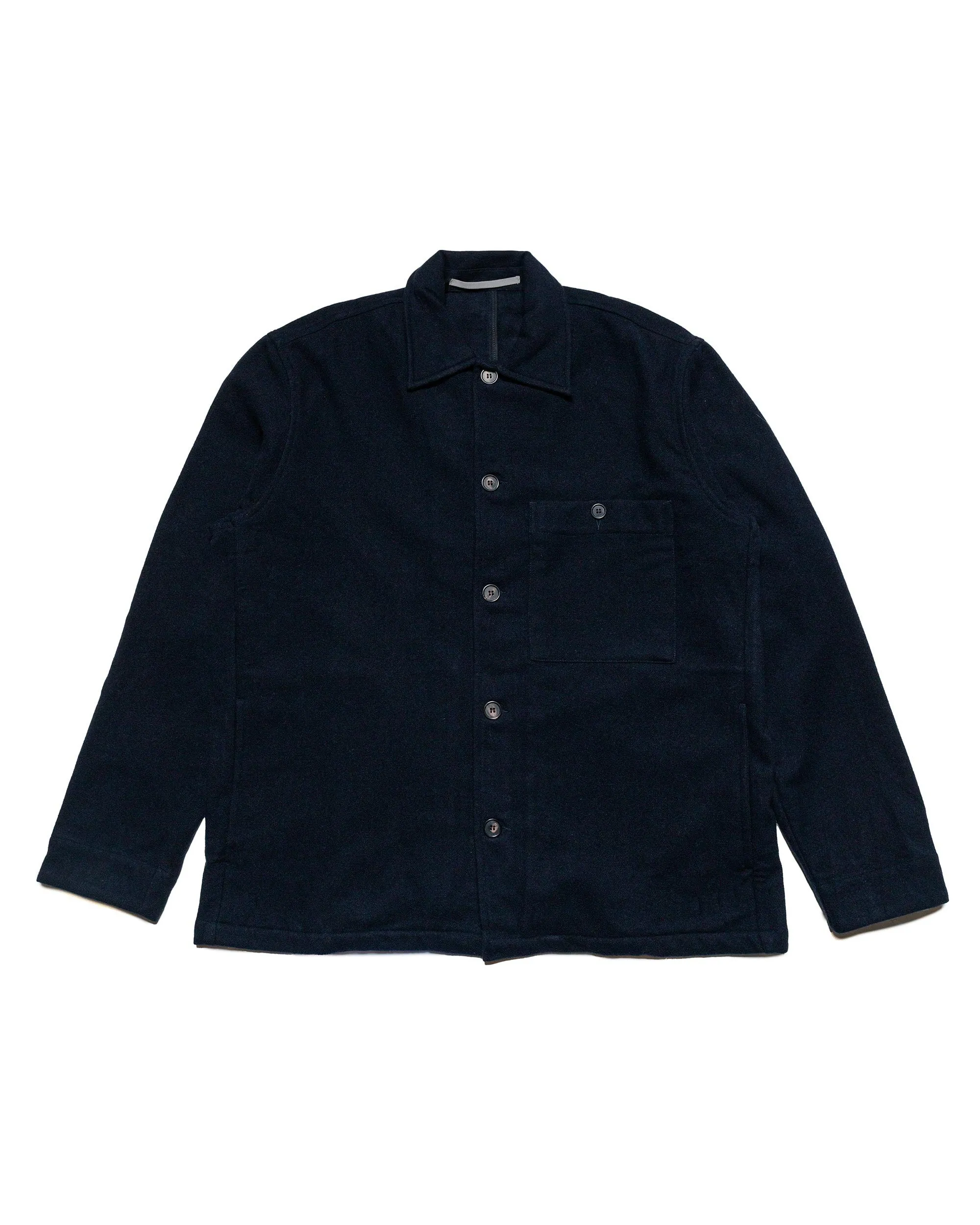 Norse Projects Folke Wool Overshirt Dark Navy sold by Lost & Found