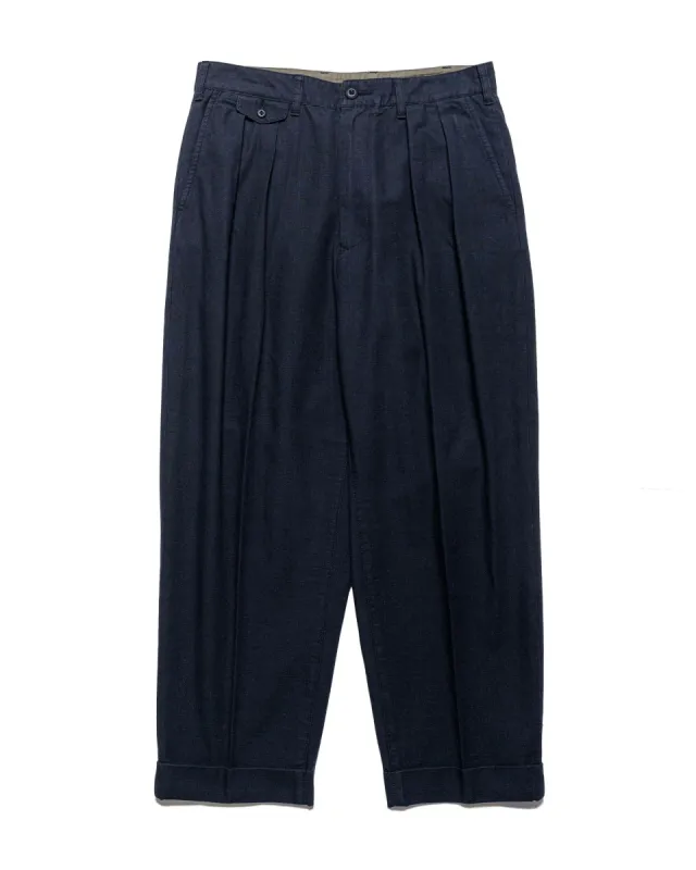 Beams Plus Lost & Found 2Pleats Cotton Ripstop Navy sold by Lost & Found
