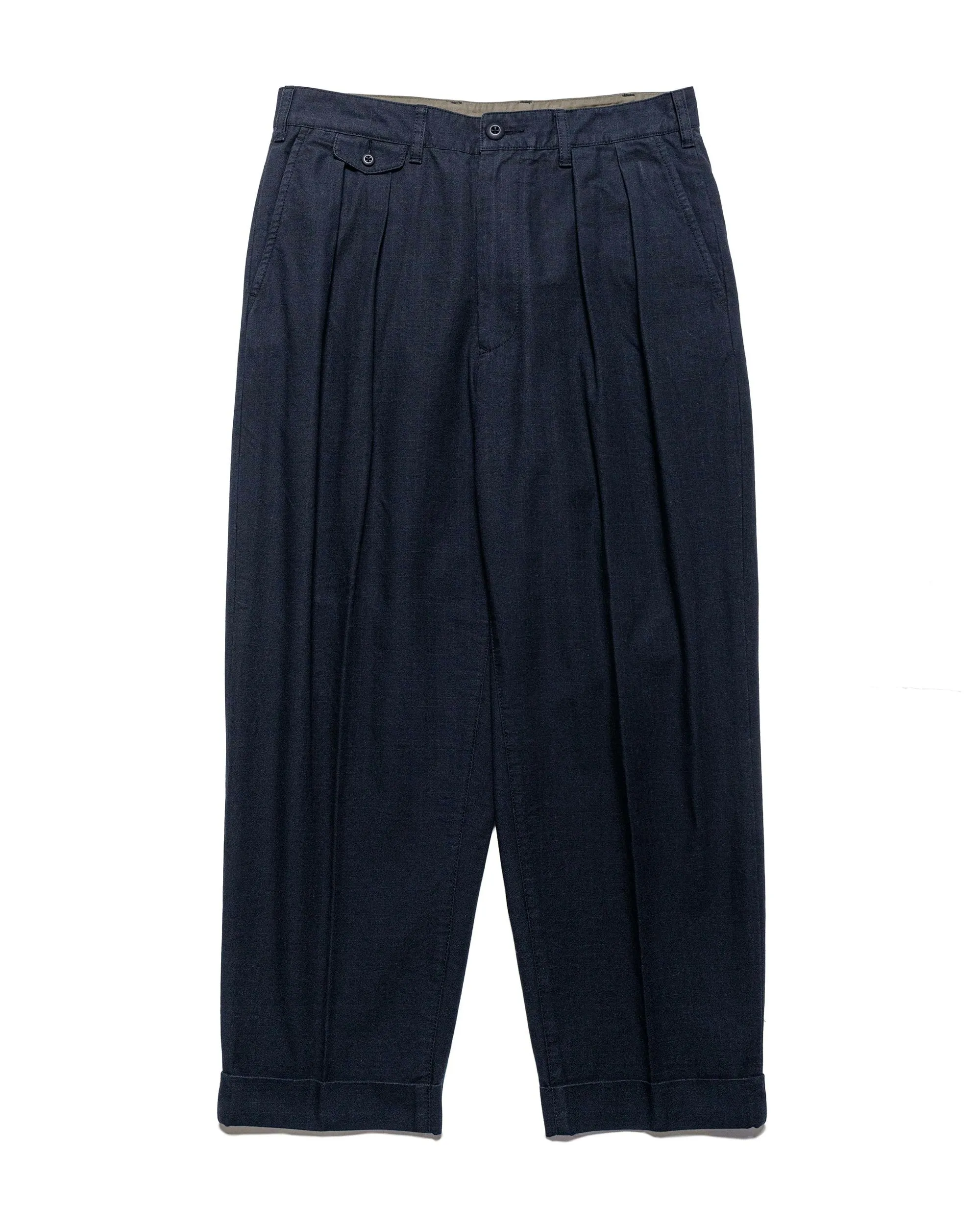 Beams Plus Lost & Found 2Pleats Cotton Ripstop Navy sold by Lost & Found