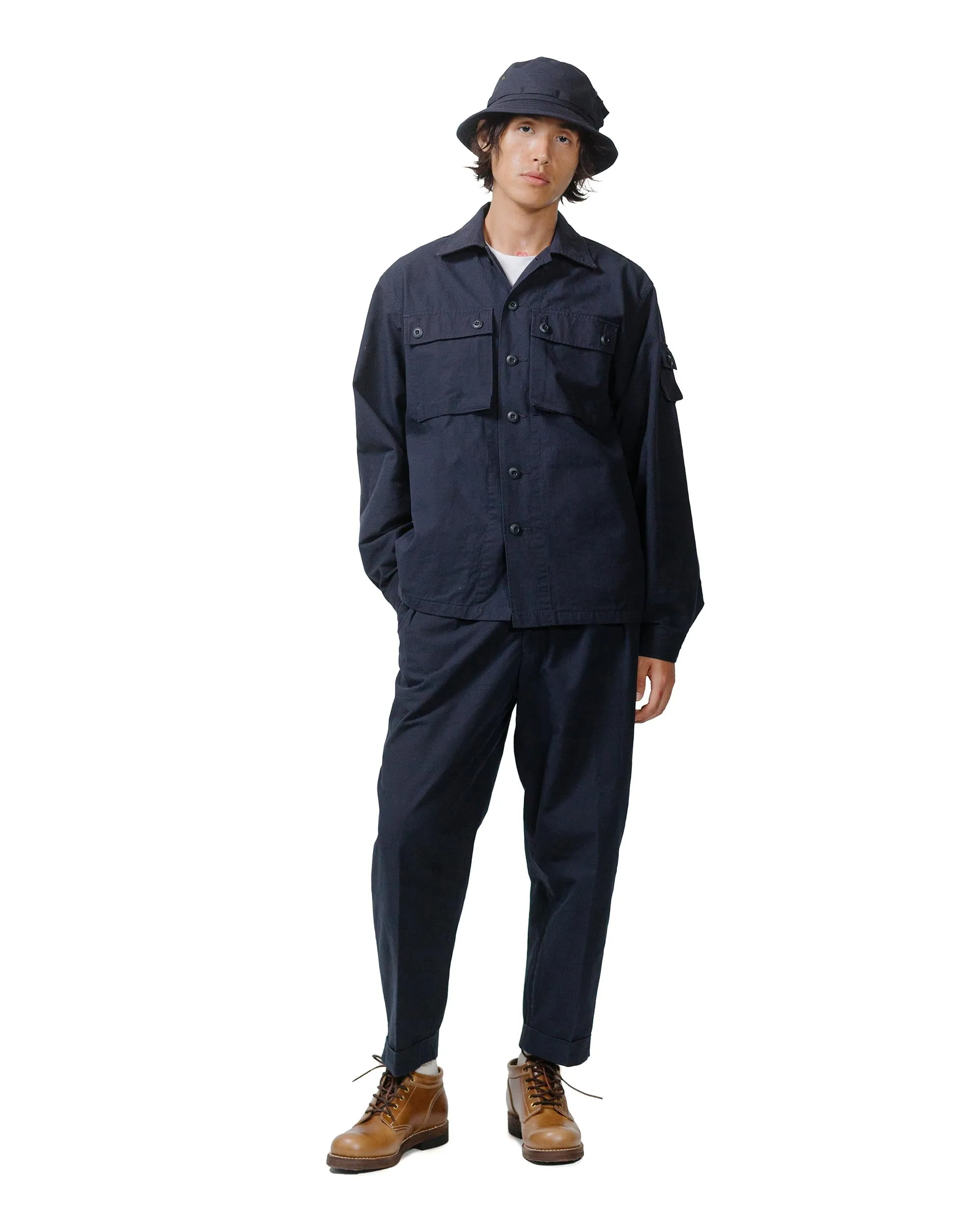 Beams Plus Lost & Found 2Pleats Cotton Ripstop Navy sold by Lost & Found product image thumbnail 4