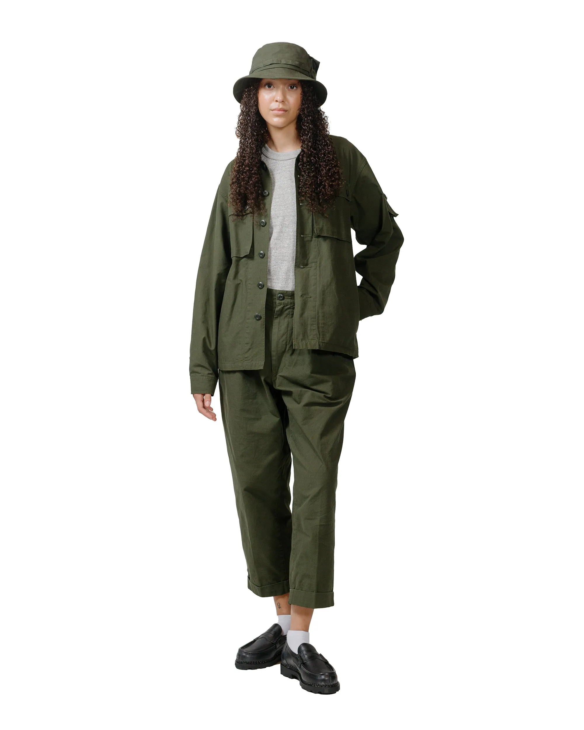 Beams Plus Lost & Found 2Pleats Cotton Ripstop Olive sold by Lost & Found product image thumbnail 5
