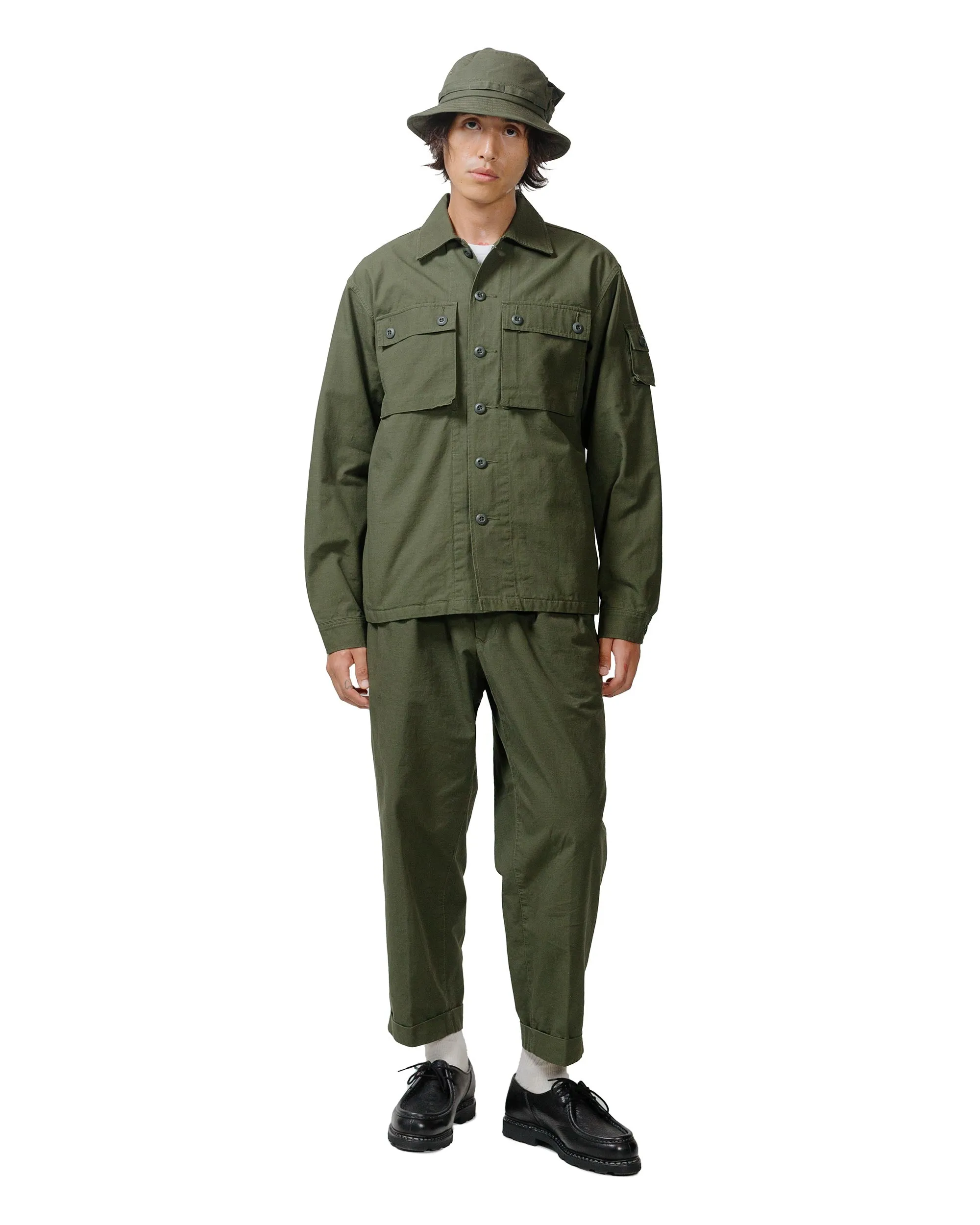 Beams Plus Lost & Found 2Pleats Cotton Ripstop Olive sold by Lost & Found product image thumbnail 4