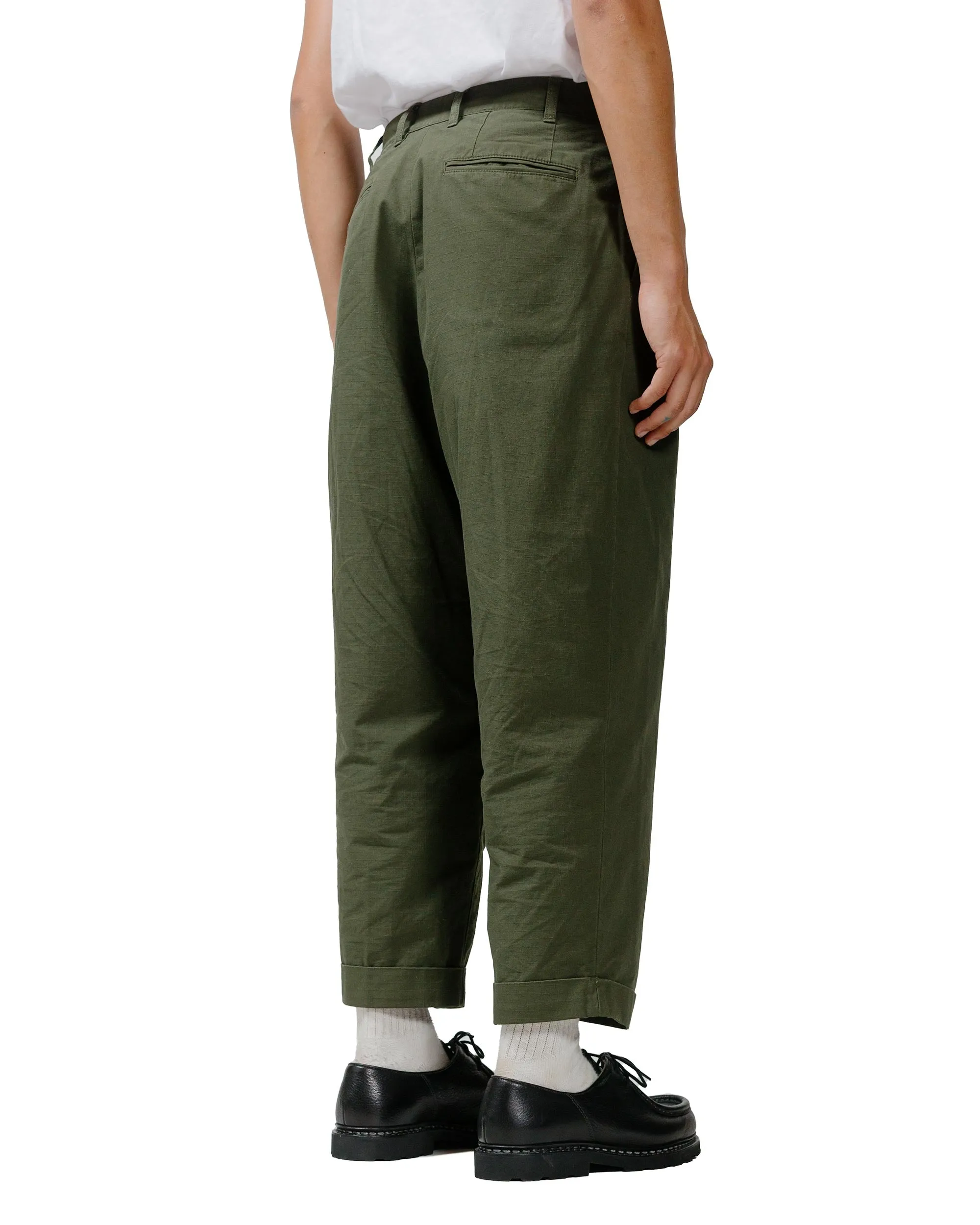Beams Plus Lost & Found 2Pleats Cotton Ripstop Olive sold by Lost & Found product image thumbnail 3