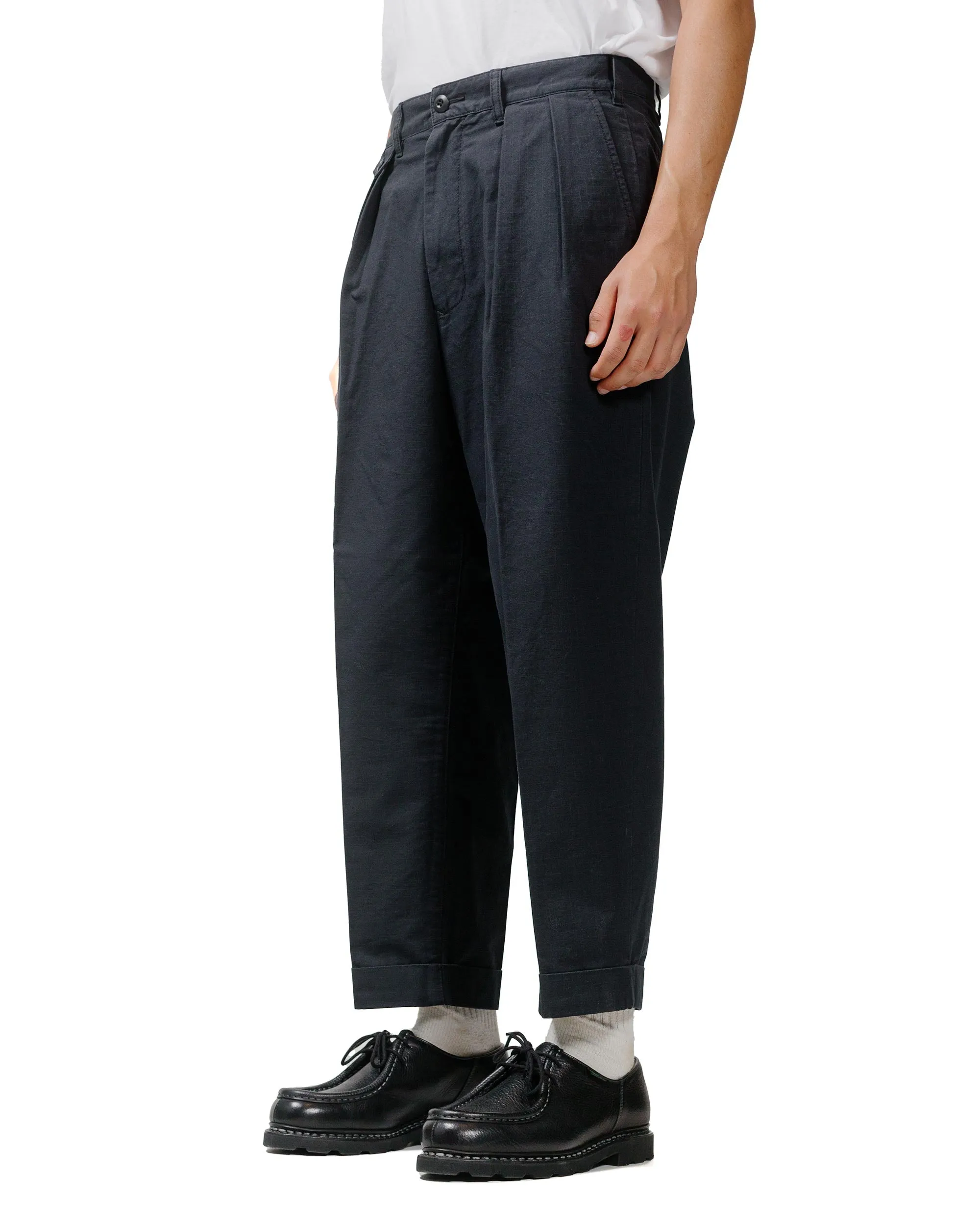 Beams Plus Lost & Found 2Pleats Cotton Ripstop Black sold by Lost & Found product image thumbnail 2
