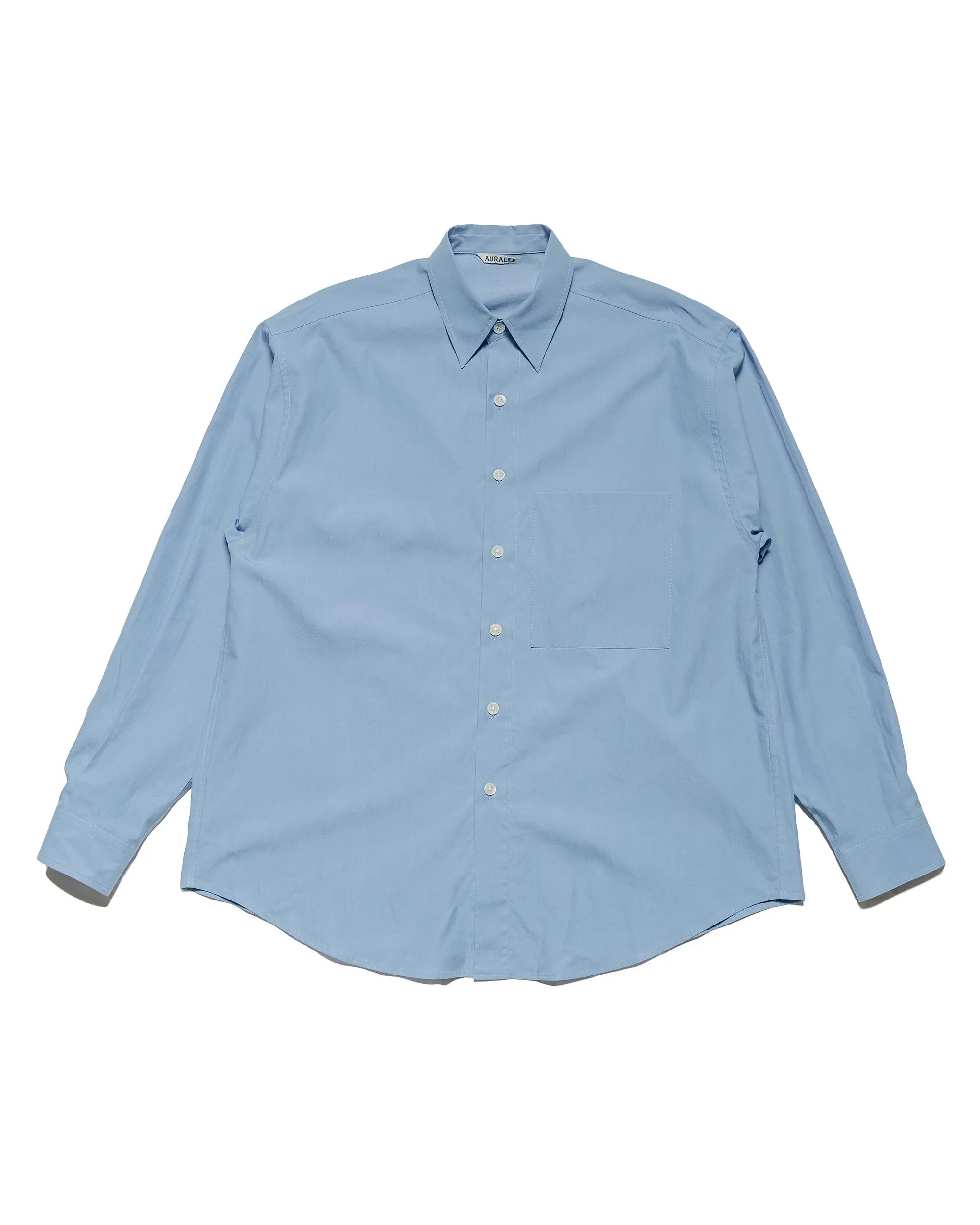 Auralee Washed Finx Twill Big Shirt Blue sold by Lost & Found