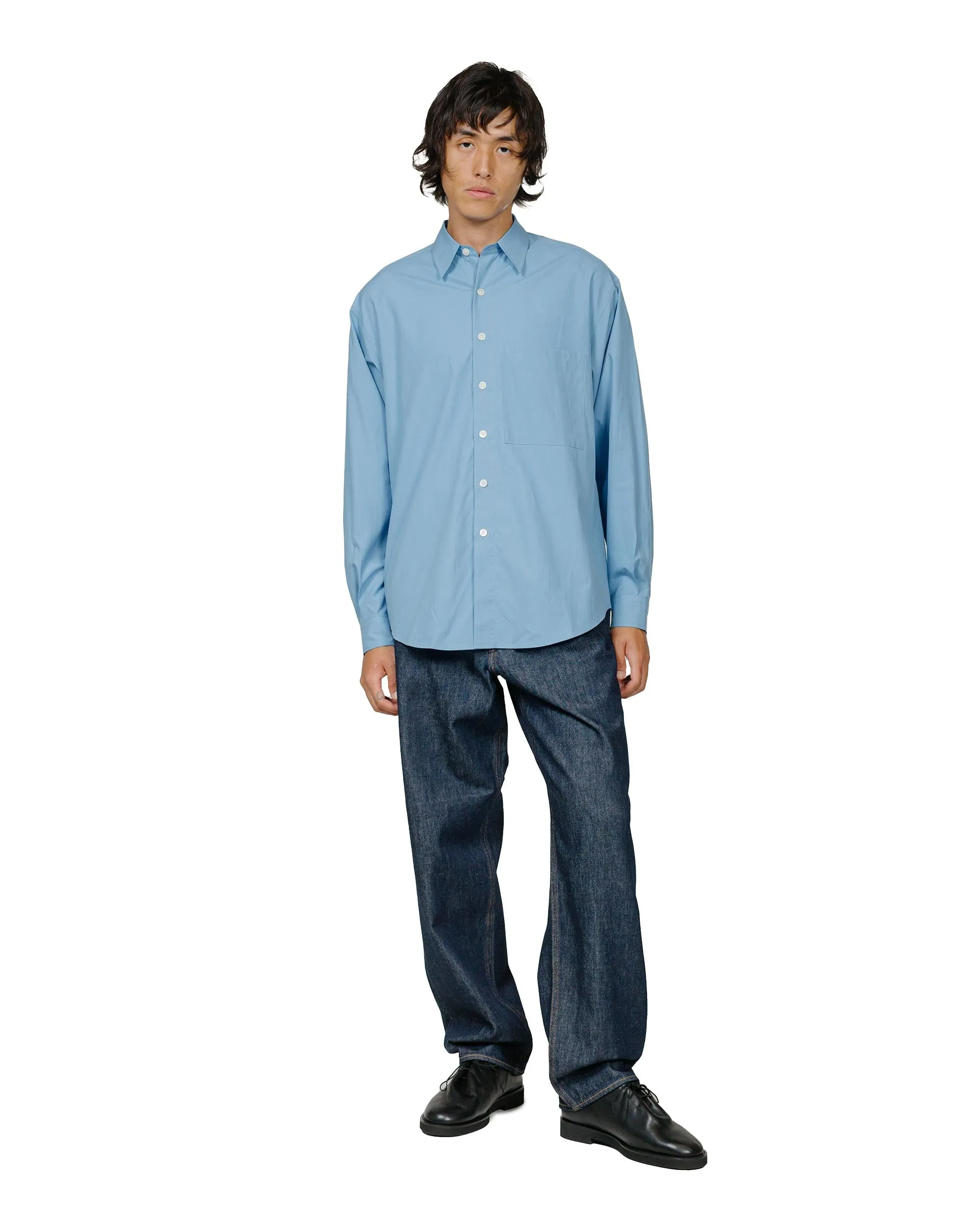 Auralee Washed Finx Twill Big Shirt Blue sold by Lost & Found product image thumbnail 4