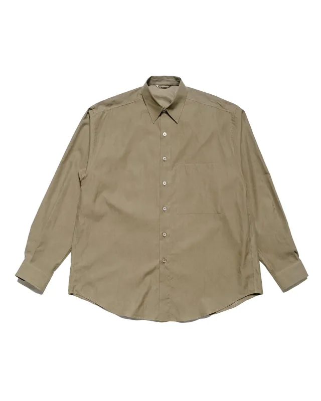 Auralee Washed Finx Twill Big Shirt Brown sold by Lost & Found