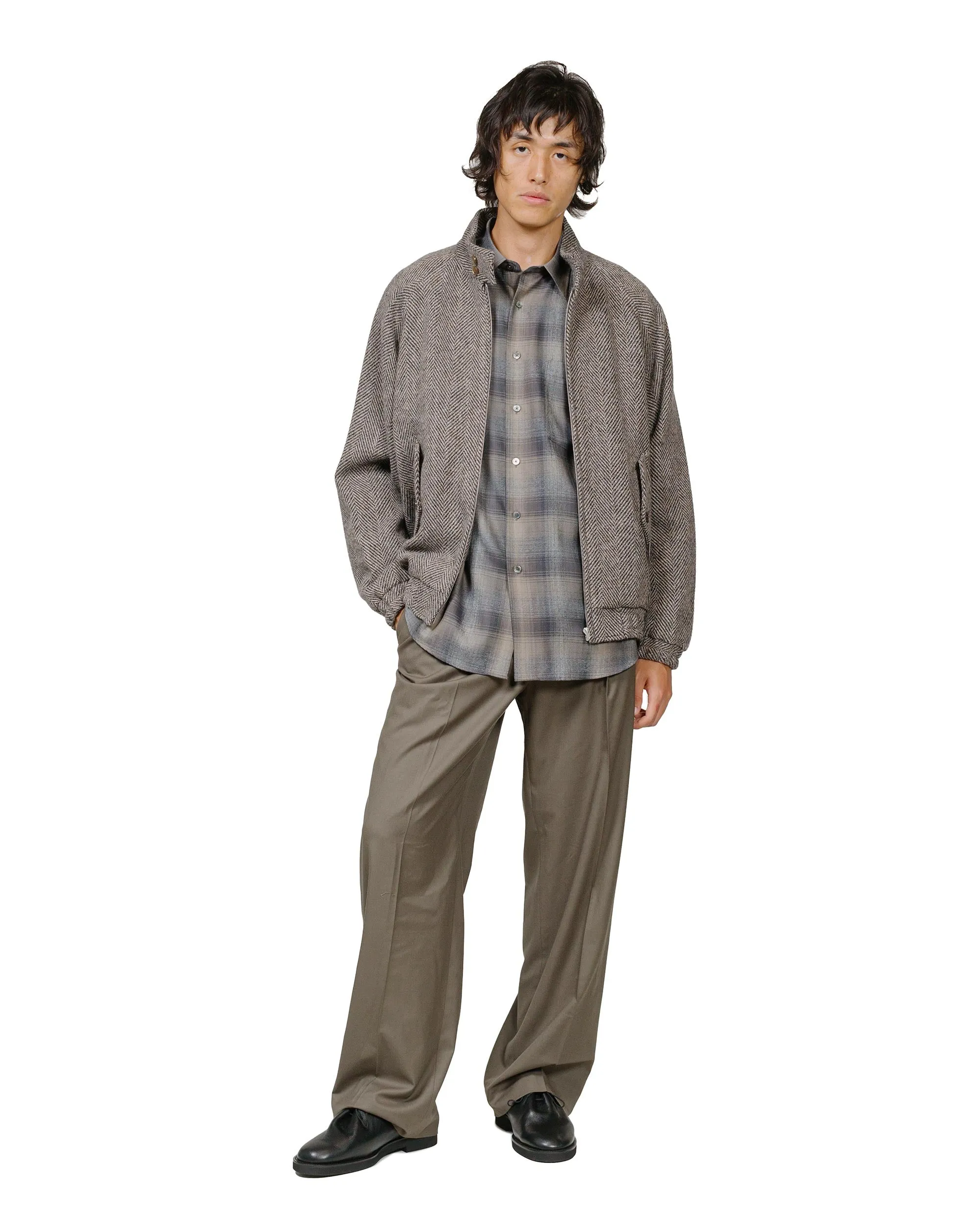 Auralee Super Light Wool Check Shirt Charcoal Grey Check sold by Lost & Found product image thumbnail 4