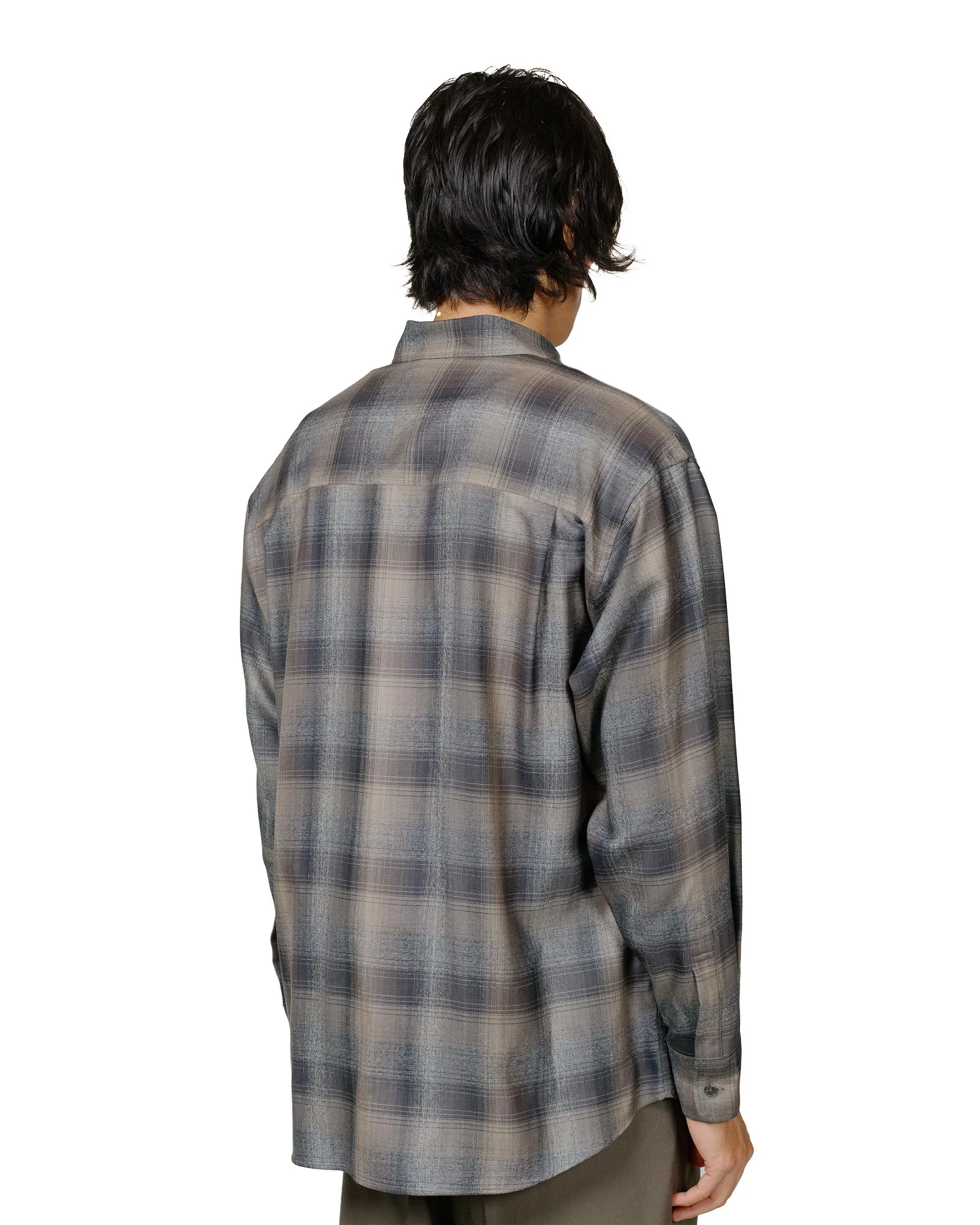 Auralee Super Light Wool Check Shirt Charcoal Grey Check sold by Lost & Found product image thumbnail 3