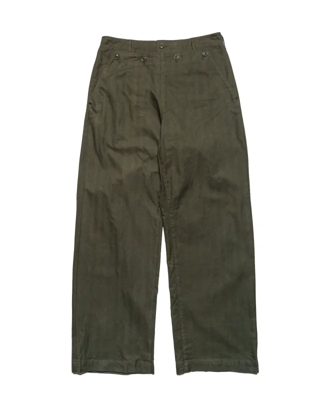 Engineered Garments Sailor Pant Olive Cotton Brushed Herringbone sold by Lost & Found