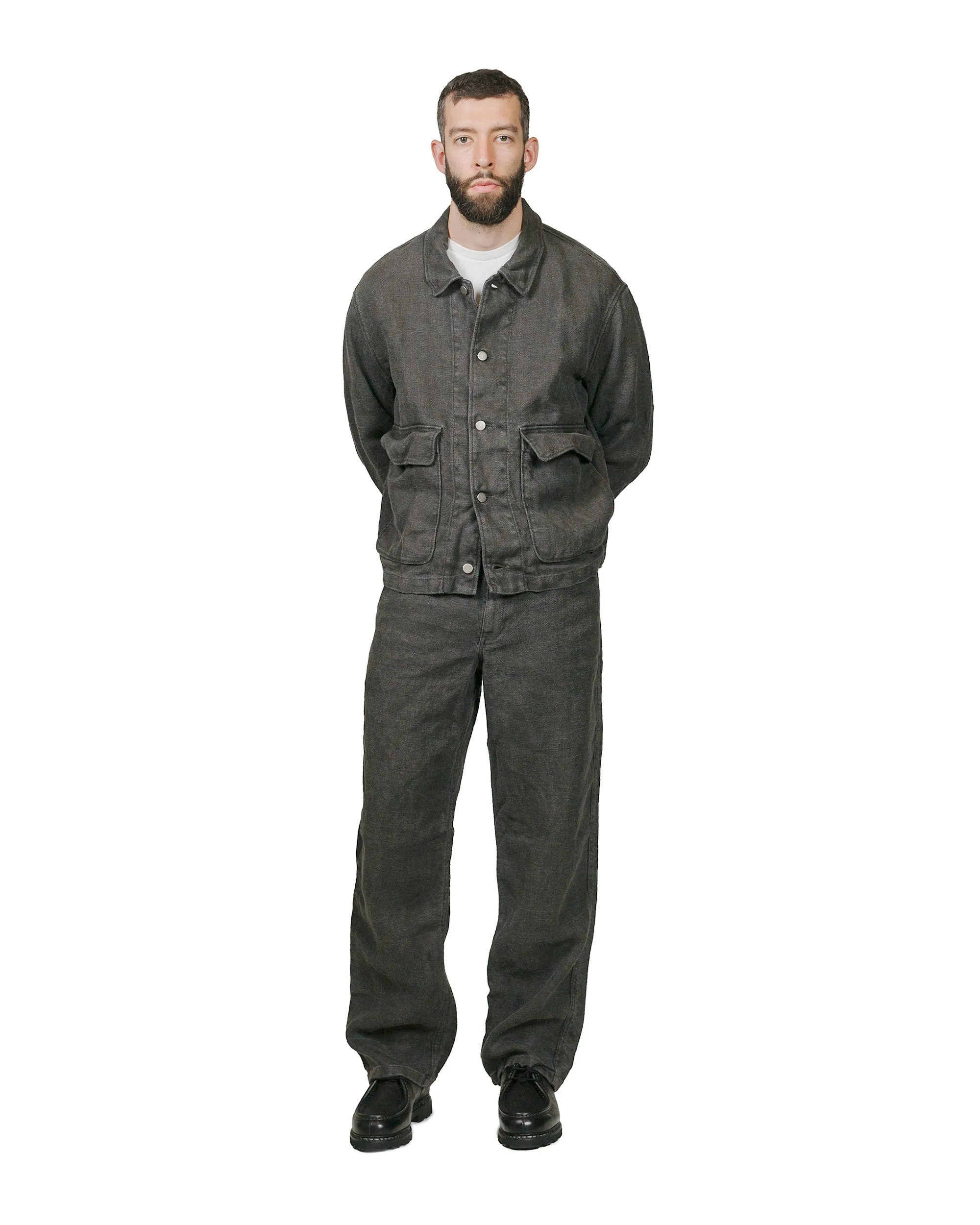 James Coward Set Up Pants Overdyed Charcoal Belgian Linen sold by Lost & Found product image thumbnail 4