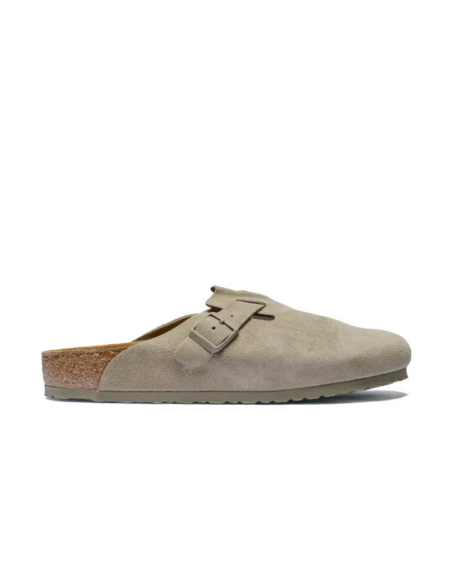 Birkenstock Boston Faded Khaki Suede sold by Lost & Found