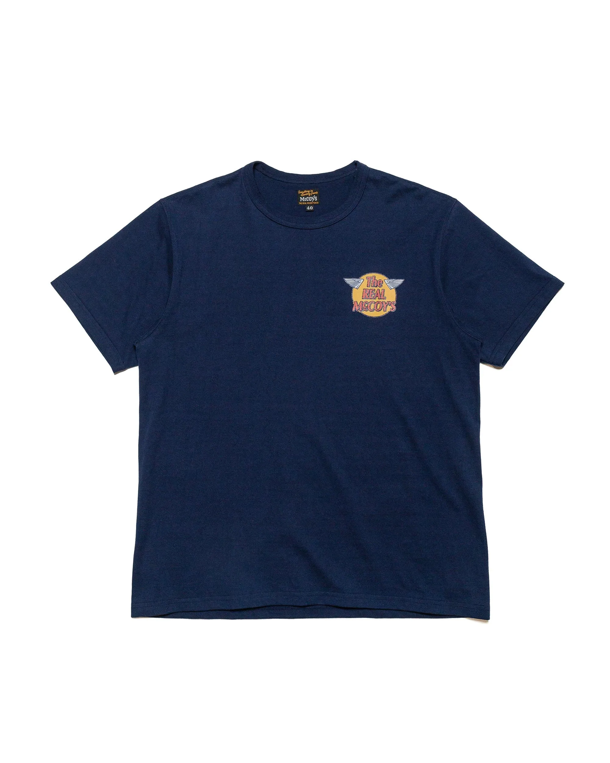The Real McCoy's MC24004 The Real McCoy's Logo Tee S/S Navy sold by Lost & Found