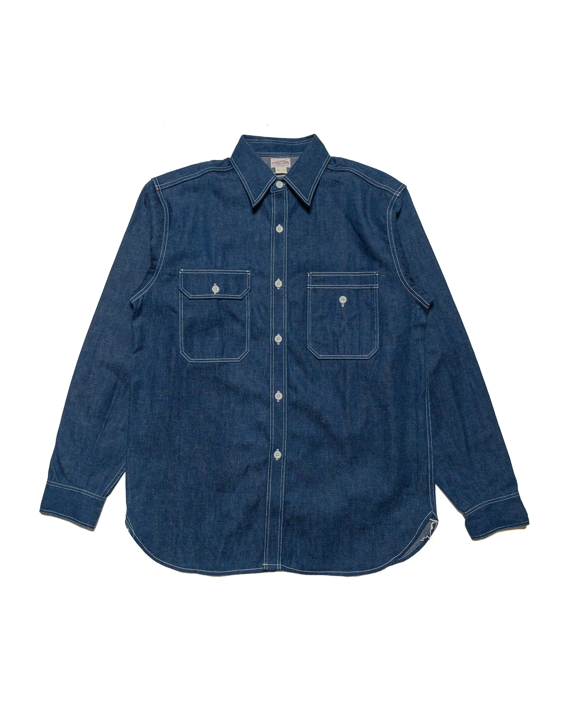 The Real McCoy's MS22103 8HU Denim Serviceman Shirt Indigo sold by Lost & Found