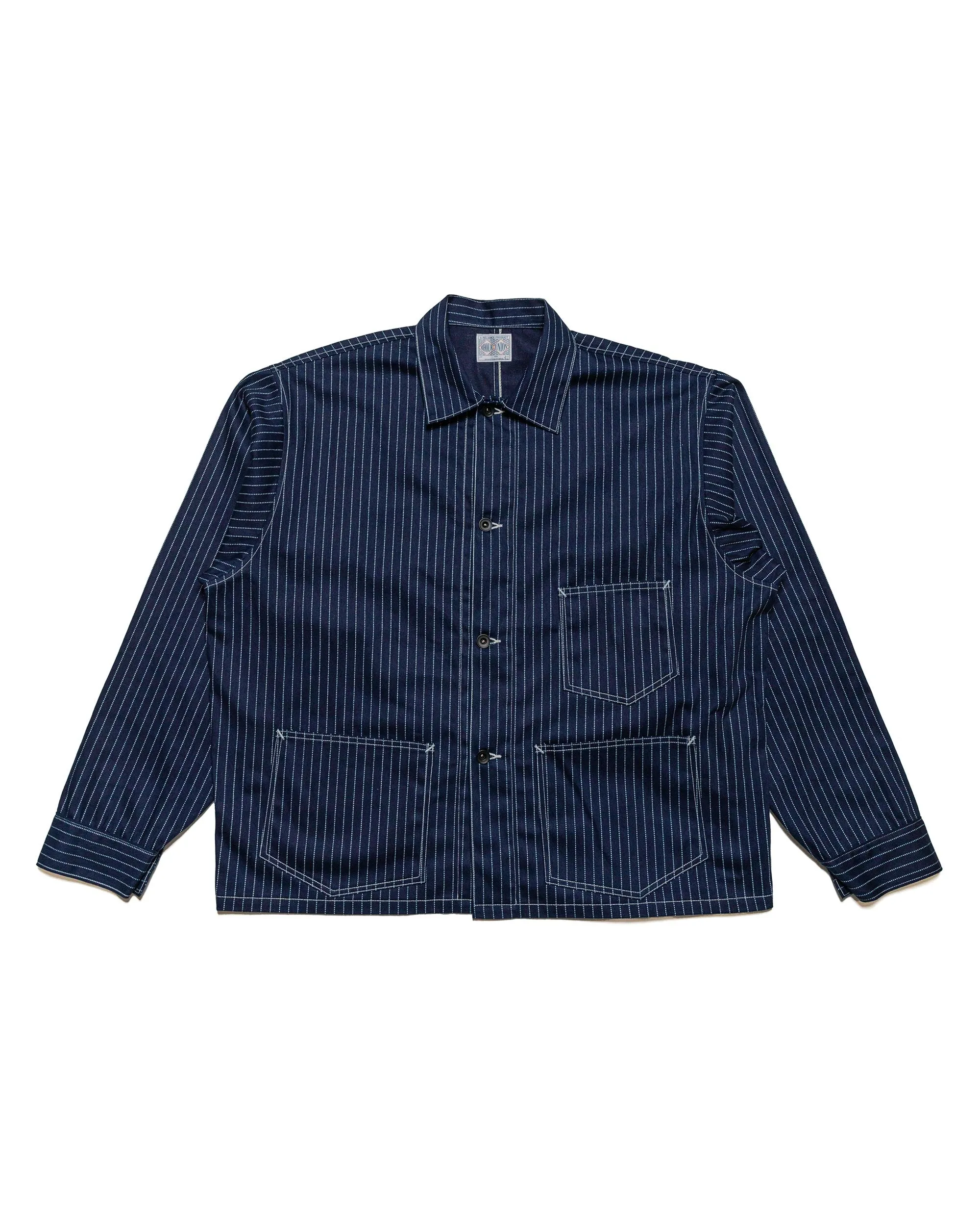 The Real McCoy's MJ24014 Wabash Chore Coat Indigo sold by Lost & Found