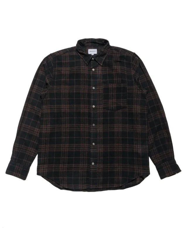 Norse Projects Algot Relaxed Wool Check Shirt Espresso sold by Lost & Found