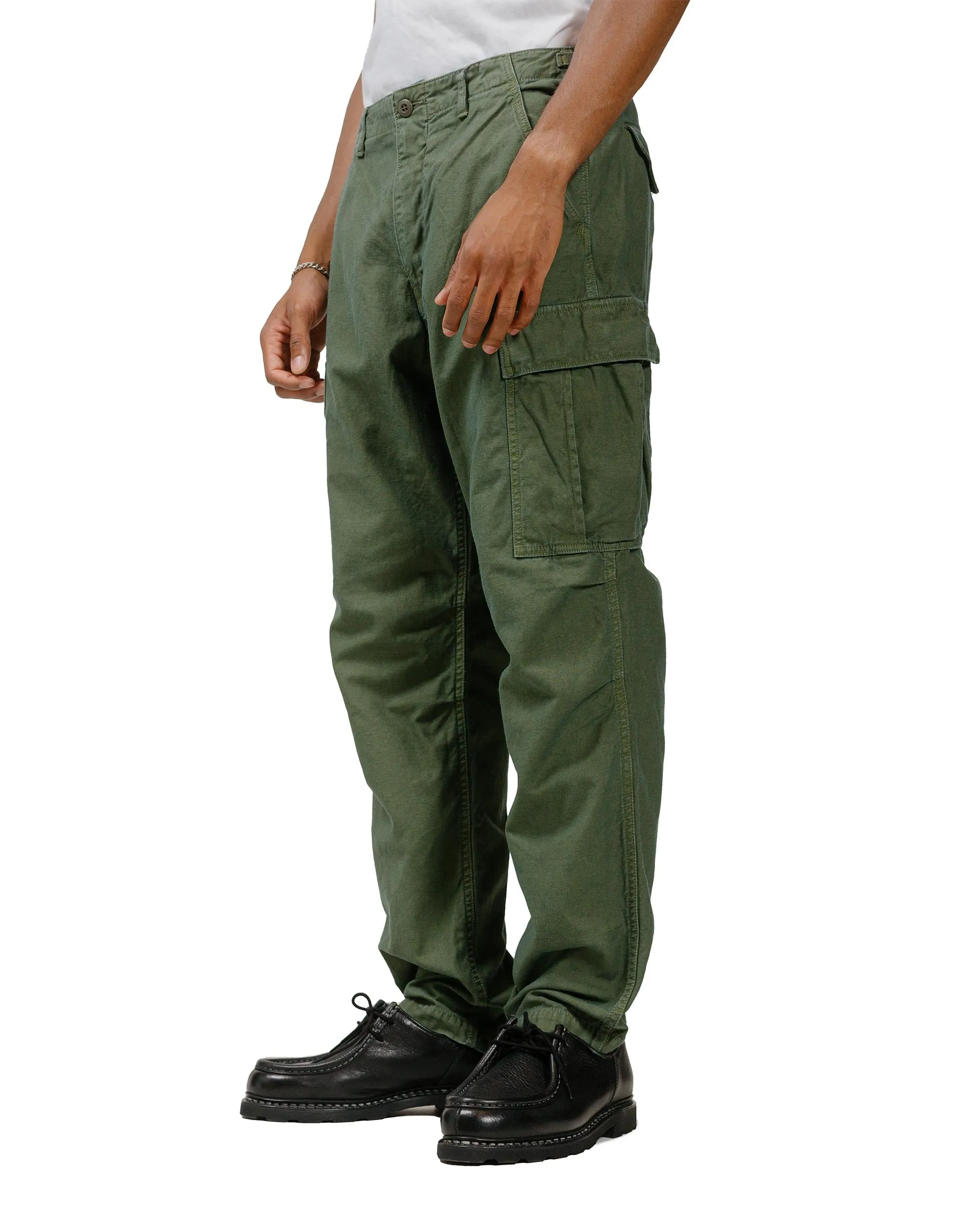 Sage de Cret Lost & Found Cotton/Linen Back Satin Cargo Trouser Olive sold by Lost & Found product image thumbnail 2