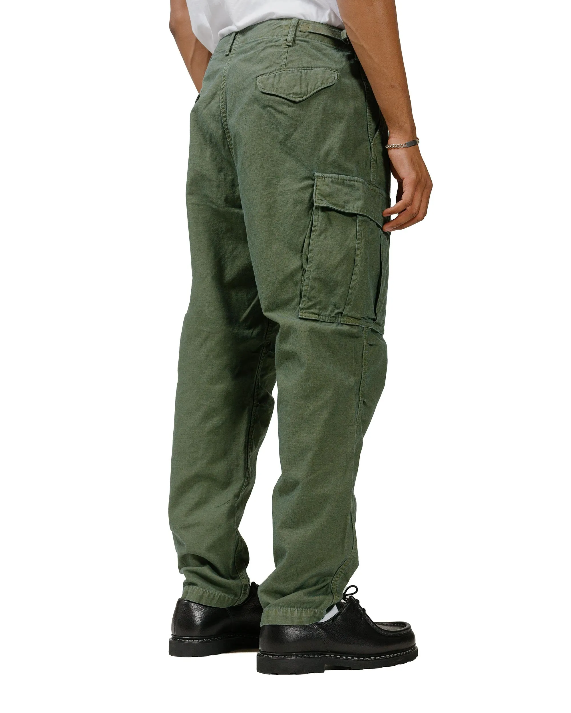 Sage de Cret Lost & Found Cotton/Linen Back Satin Cargo Trouser Olive sold by Lost & Found product image thumbnail 3