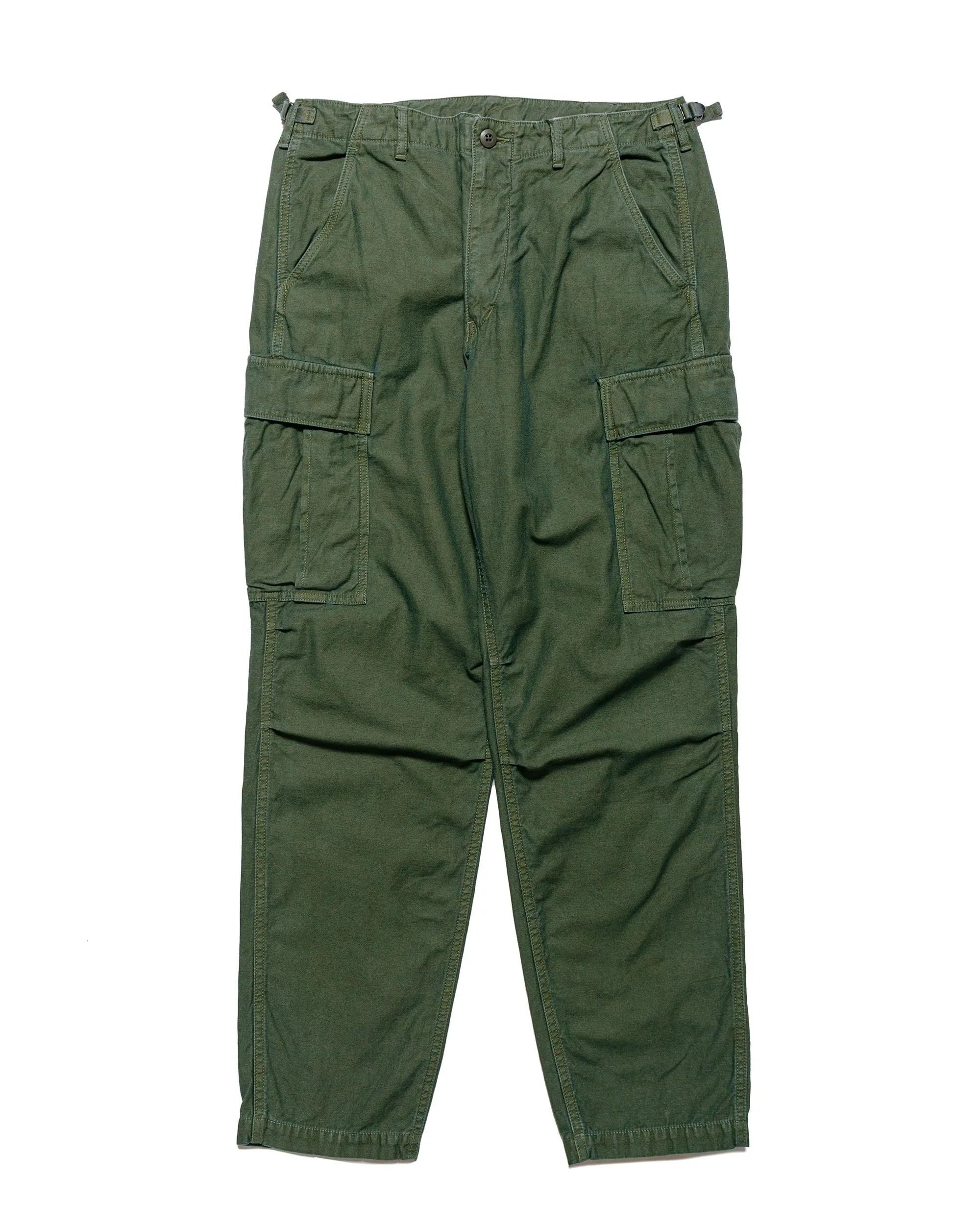 Sage de Cret Lost & Found Cotton/Linen Back Satin Cargo Trouser Olive sold by Lost & Found