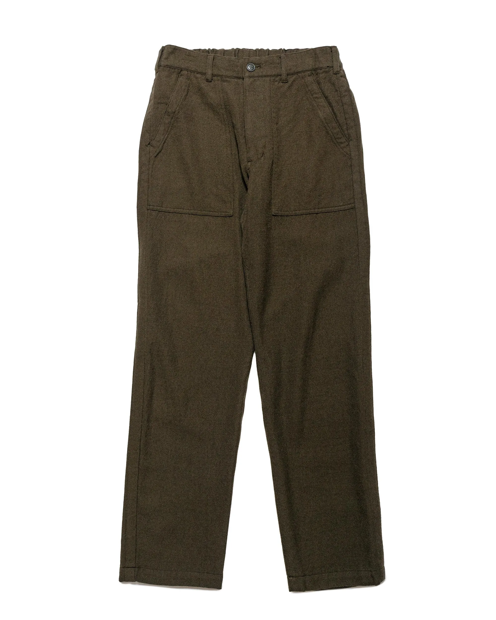 Sage de Cret Wool Serge Tumbler Pegtop Baker Pants Olive sold by Lost & Found