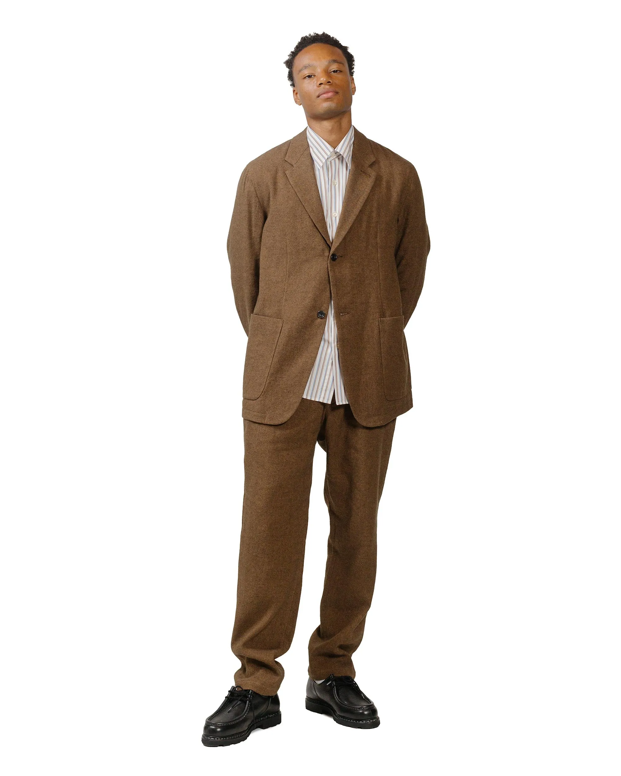 Sage de Cret Wool/Linen Tumbler Single-Pleated Pegtop Pants Brown sold by Lost & Found product image thumbnail 4