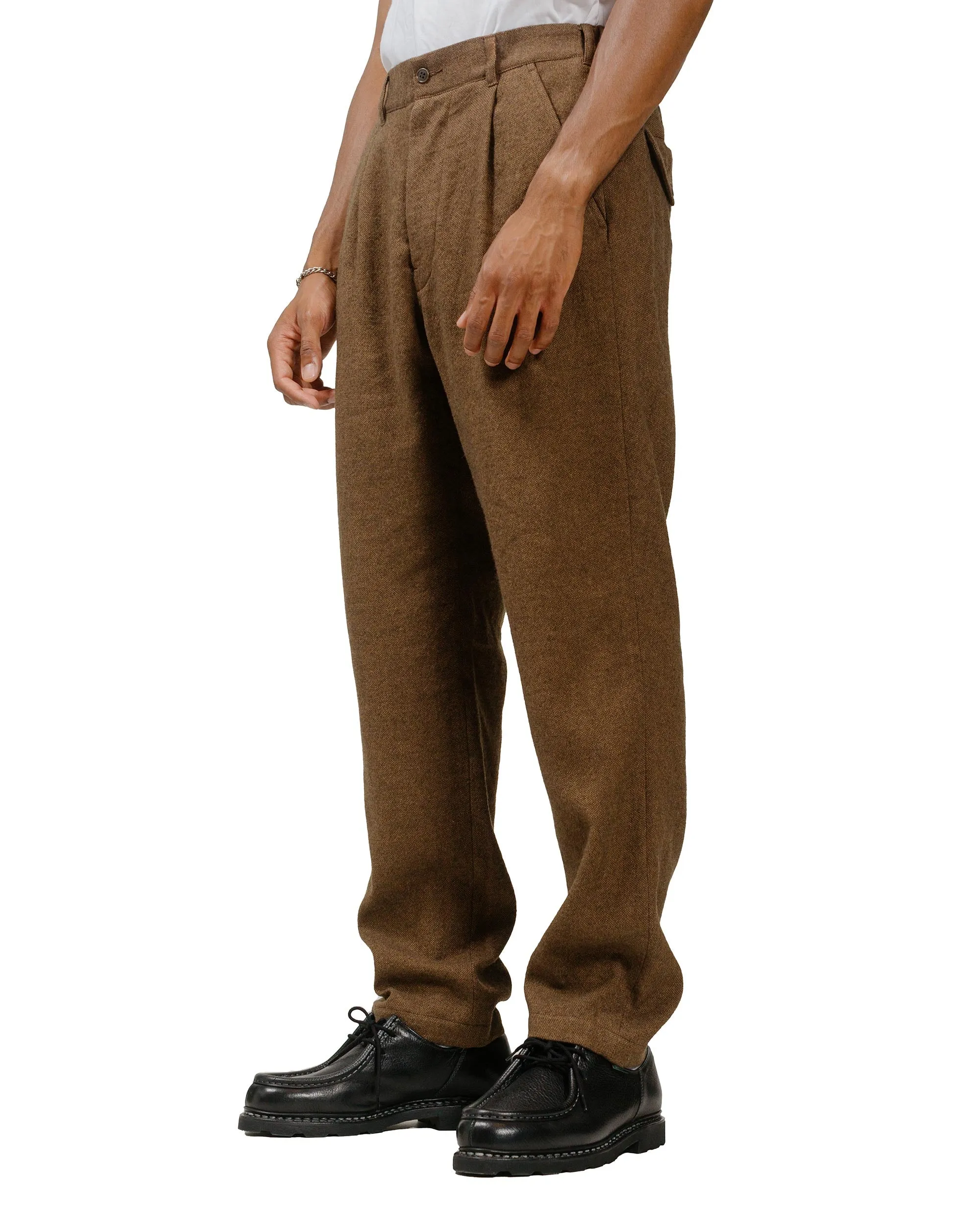 Sage de Cret Wool/Linen Tumbler Single-Pleated Pegtop Pants Brown sold by Lost & Found product image thumbnail 2