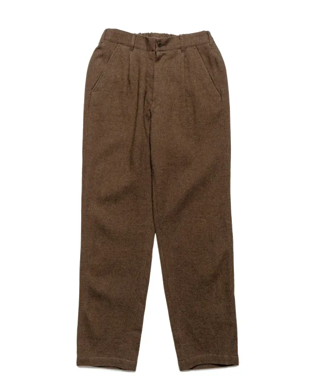 Sage de Cret Wool/Linen Tumbler Single-Pleated Pegtop Pants Brown sold by Lost & Found