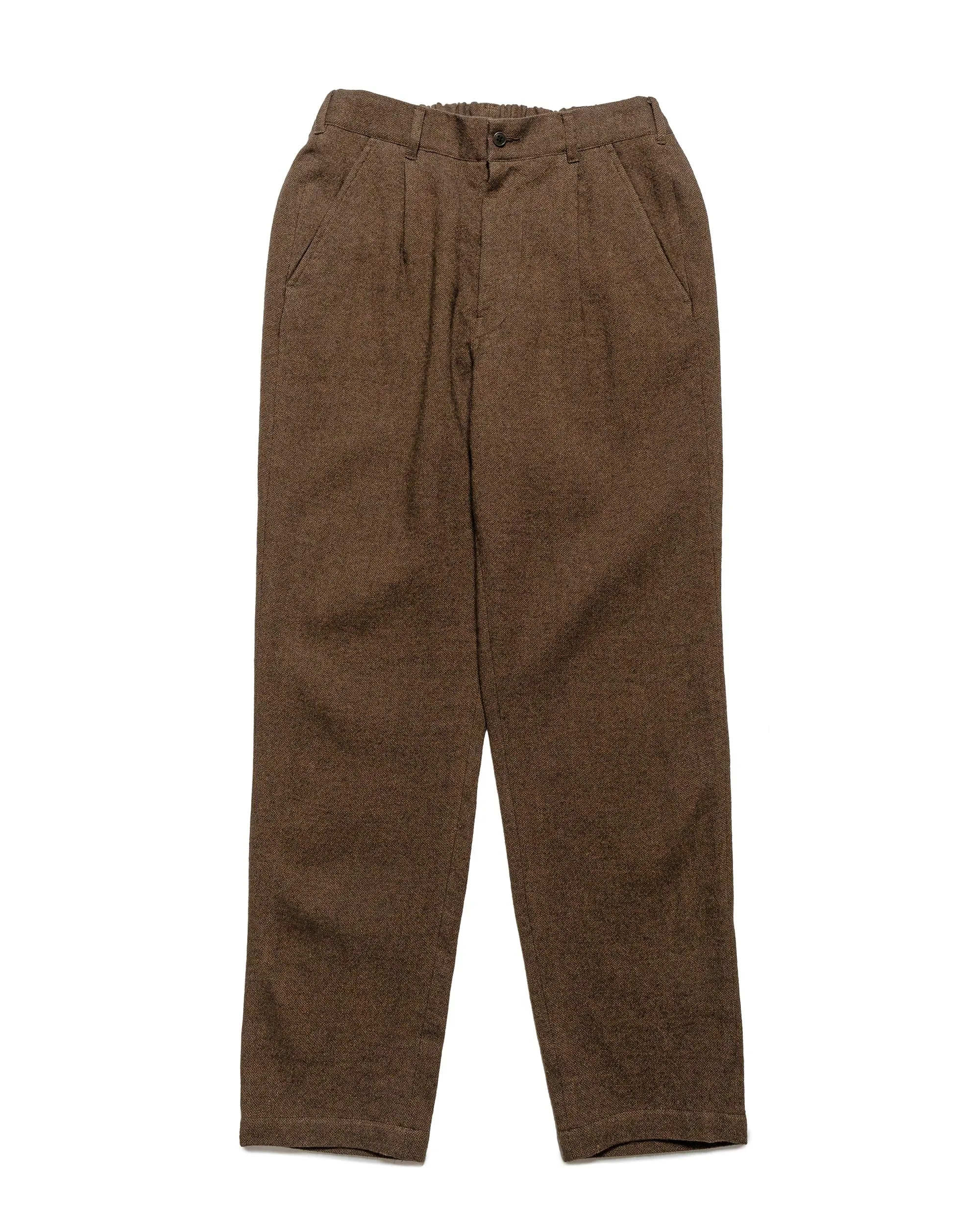 Sage de Cret Wool/Linen Tumbler Single-Pleated Pegtop Pants Brown sold by Lost & Found