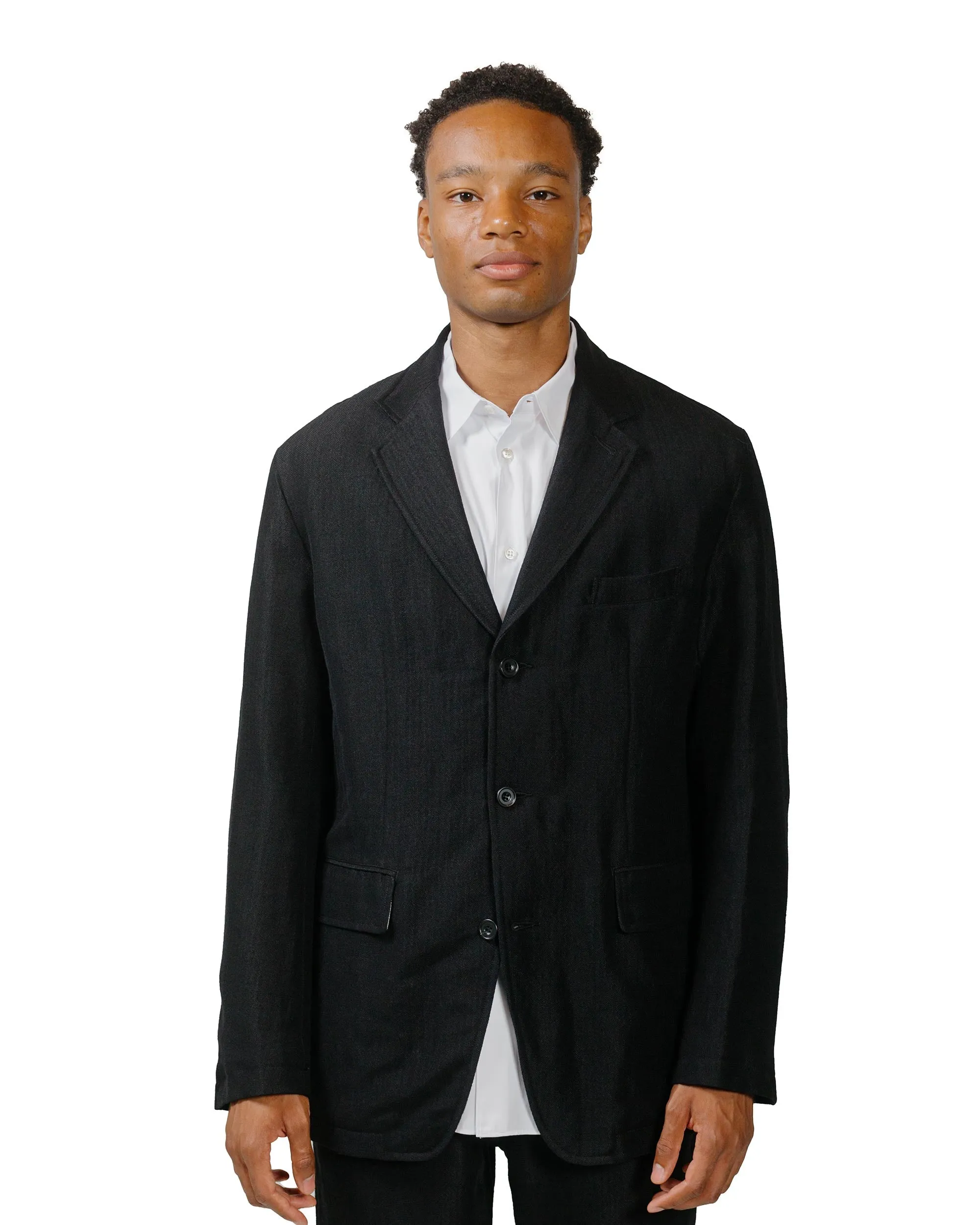 Sage de Cret Wool/Linen Herringbone Tumbler Tailored Jacket Black sold by Lost & Found product image thumbnail 2