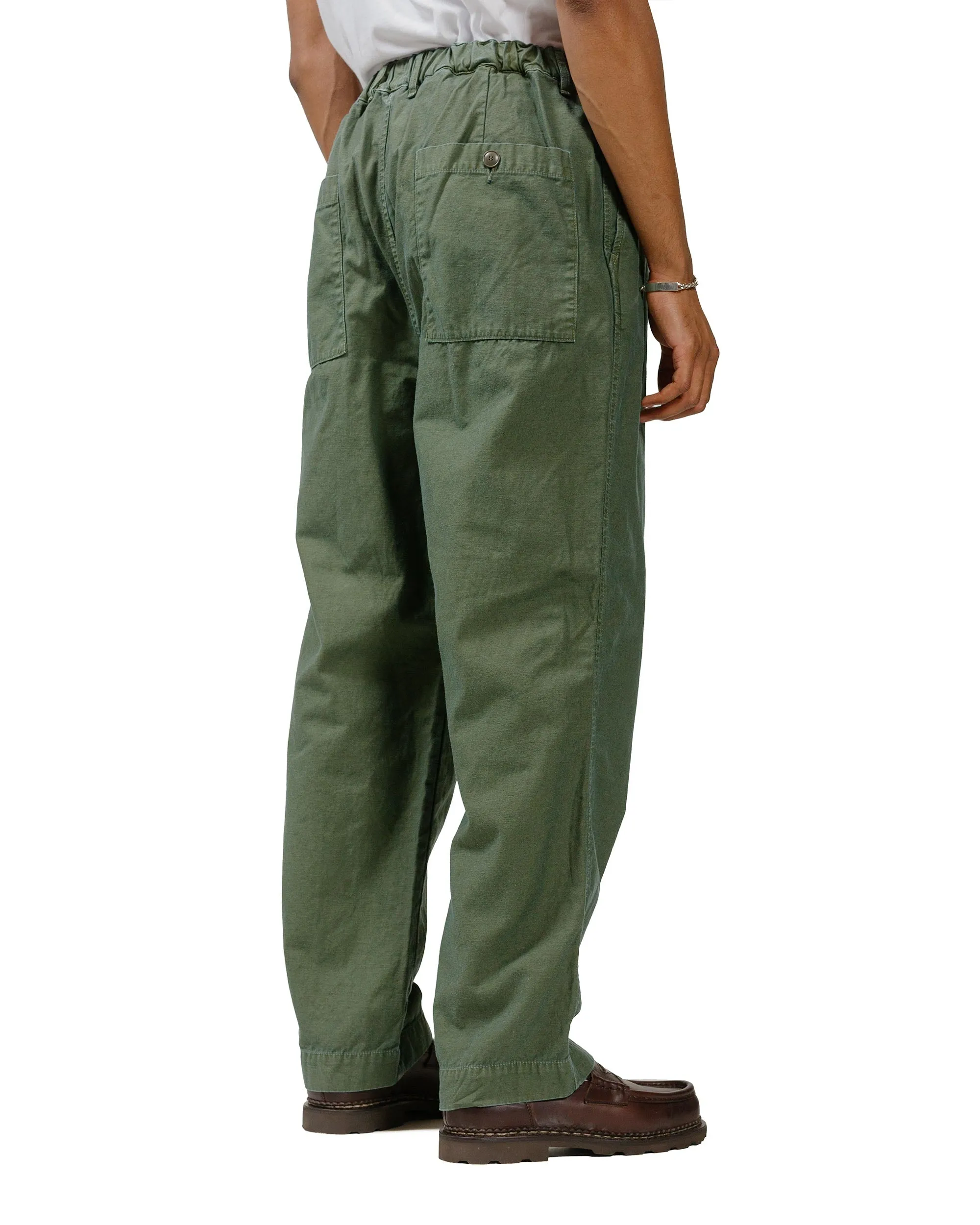 Sage de Cret Cotton/Linen Back Satin Single-Pleated Wide Pants Olive sold by Lost & Found product image thumbnail 3