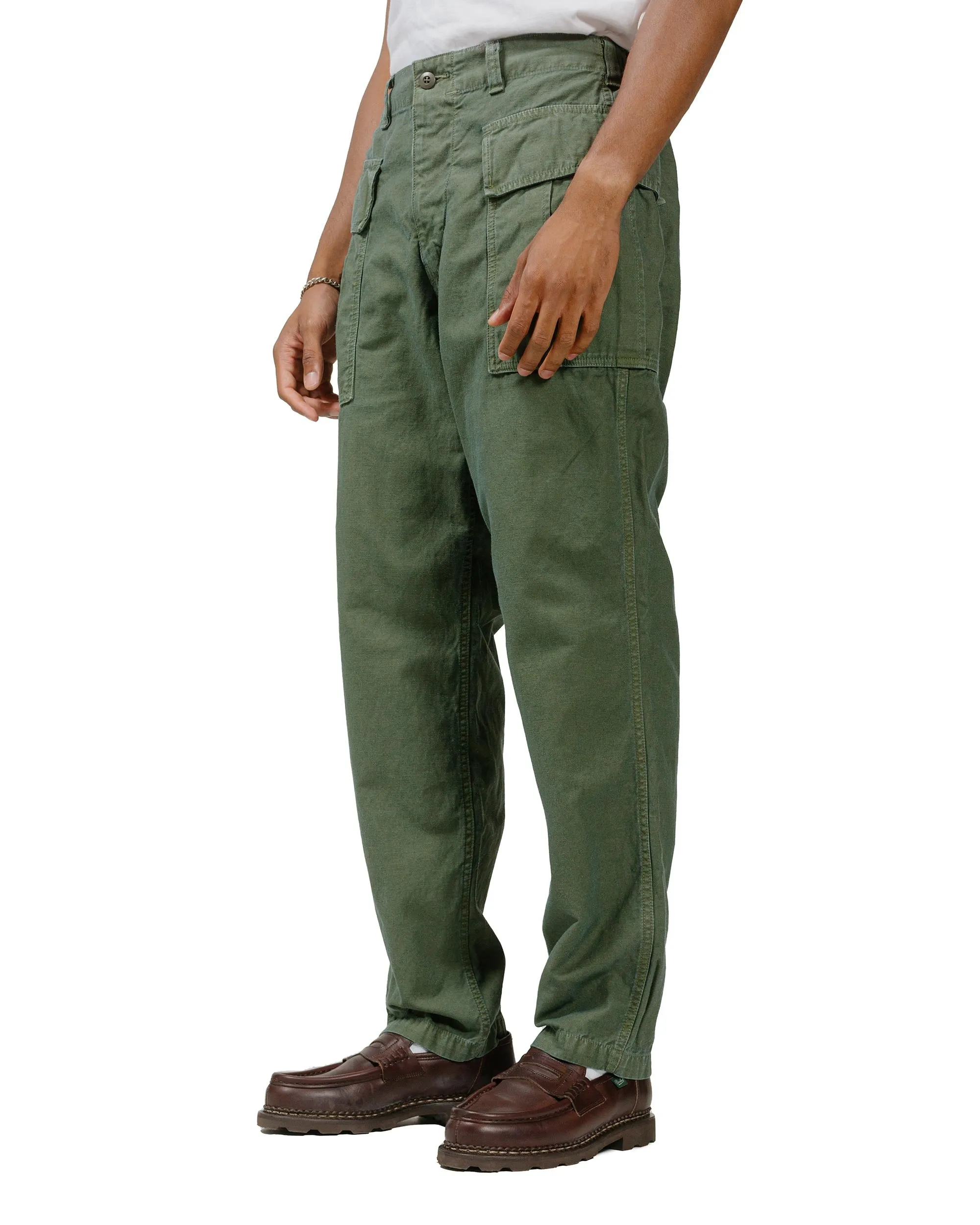 Sage de Cret Cotton/Linen Back Satin Pegtop Military Pants Olive sold by Lost & Found product image thumbnail 2