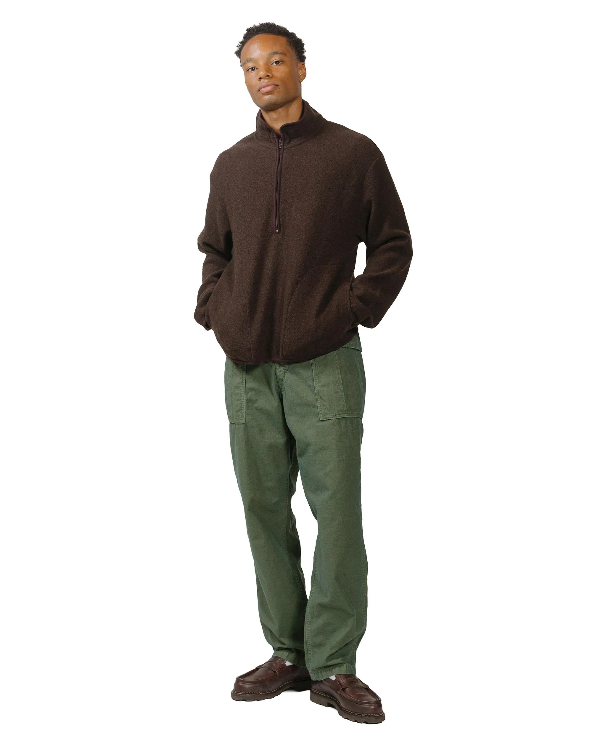 Sage de Cret Cotton/Linen Back Satin Pegtop Military Pants Olive sold by Lost & Found product image thumbnail 4