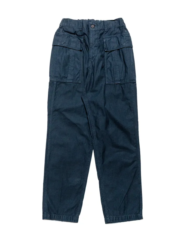 Sage de Cret Cotton/Linen Back Satin Pegtop Military Pants Navy sold by Lost & Found