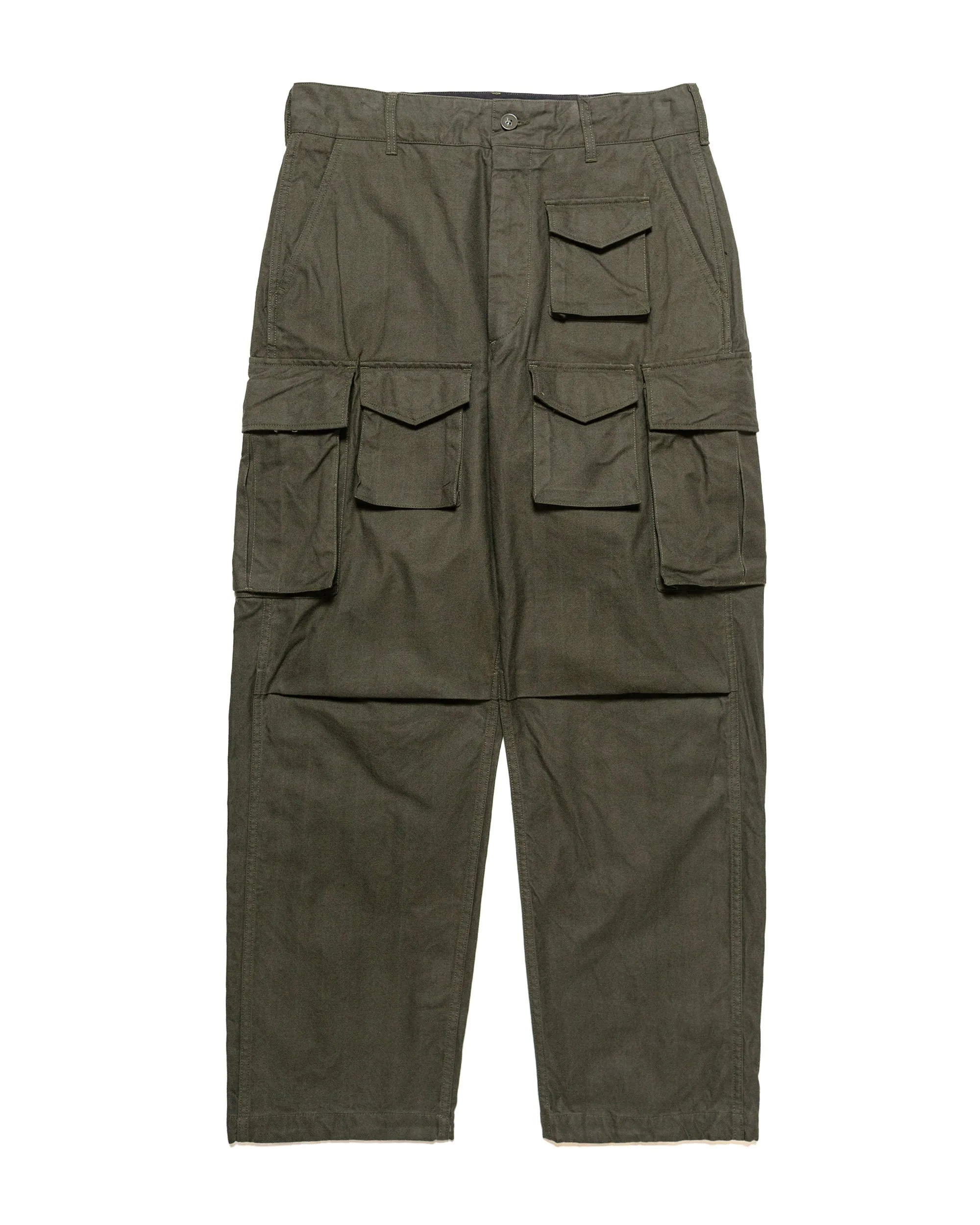 Engineered Garments FA Pant Olive Cotton Brushed Herringbone sold by Lost & Found